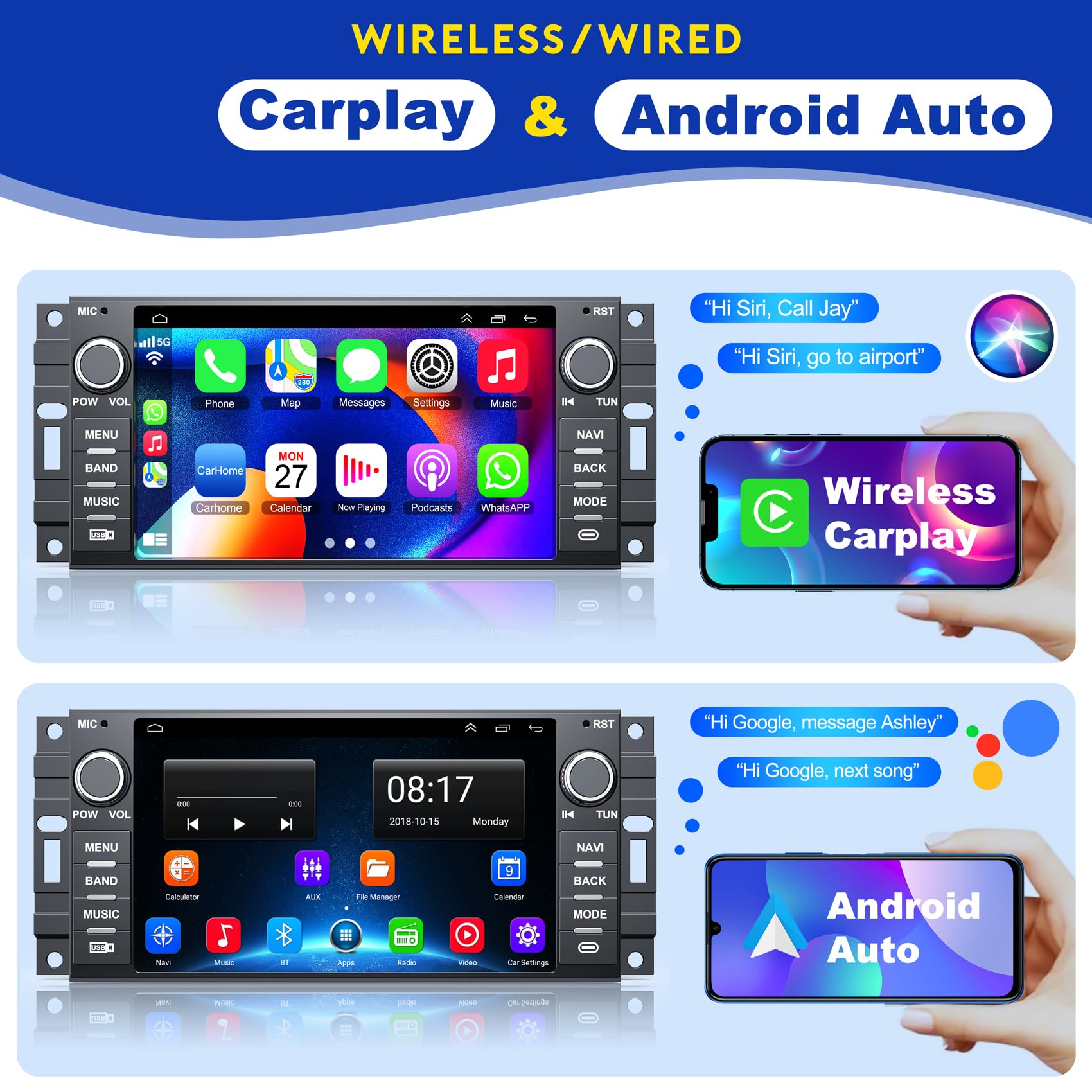 Android 12 Car Radio For Jeep Wrangler Jk Compass Grand Cherokee Dodge Ram Chrylser,7 Inch Touchscreen Car Stereo Support Wirele