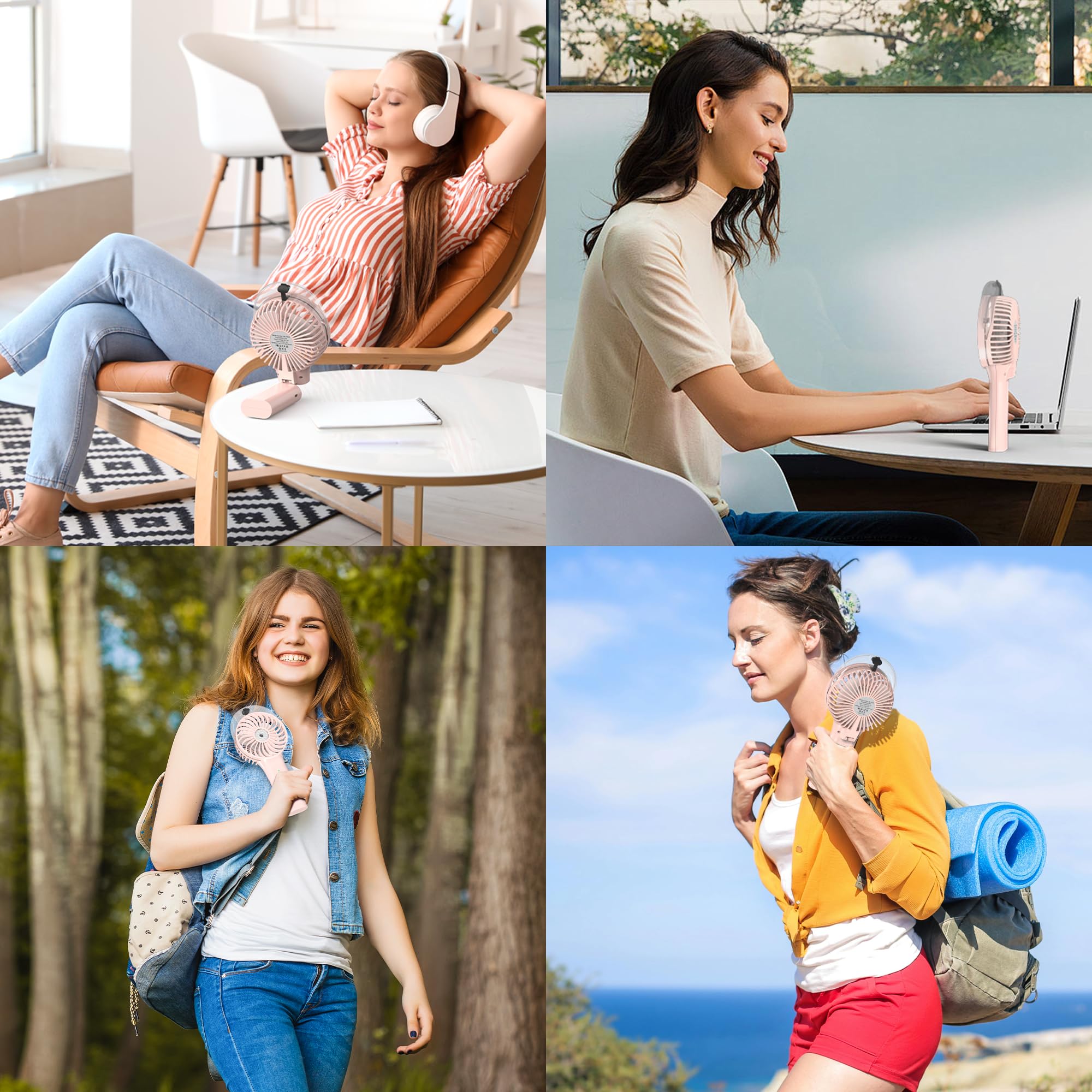 Comlife Portable Handheld Misting Fan, 3000Mah Rechargeable Battery Operated Spray Water Mist Fan, Foldable Mini Personal Fan Fo