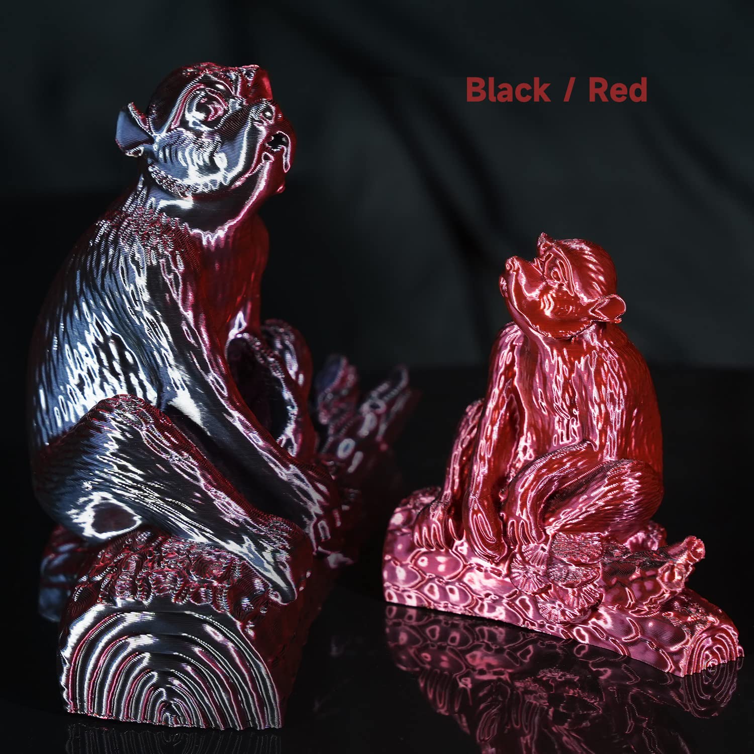 Gratkit Silk Dual Color Pla Filament, Coextrusion Pla Filament 175Mm,  003Mm, 1Kgroll, Silk Pla Black & Red