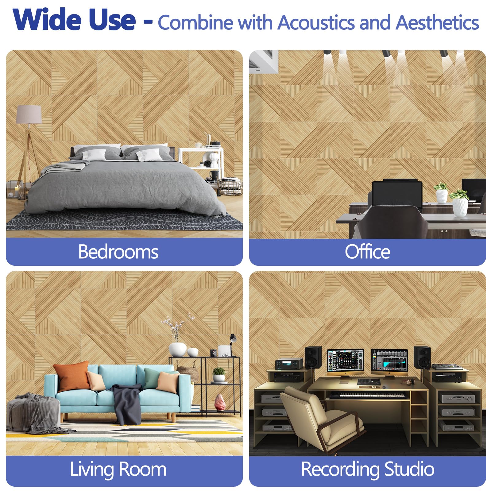 Bubos 6 Pack Large Acoustic Panels,72 X 48Inches Soundproof Wall Panels,Decorative Sound Panels,Self Adhesive Acoustic Wall Pane