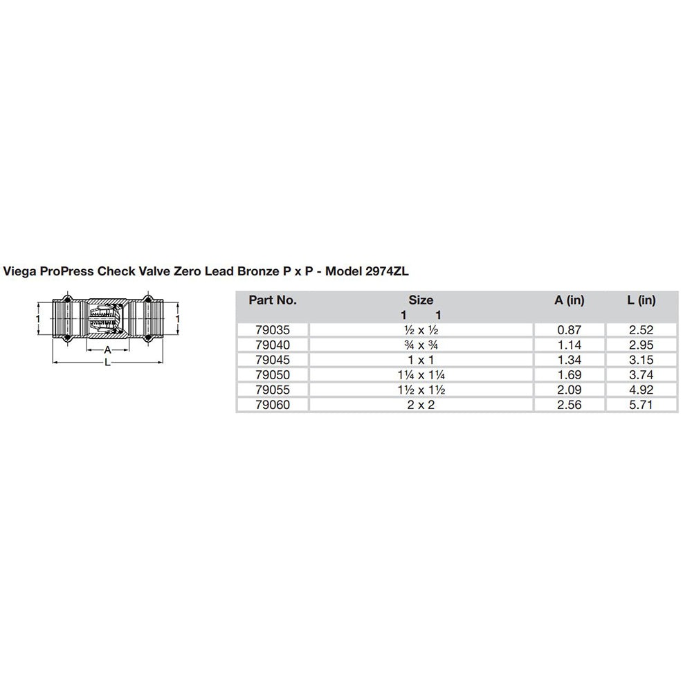 Viega Propress 1/2'' Zero Lead Check Valve - Double Press Connection - Smart Connect Technology,WBAUVA001346114
