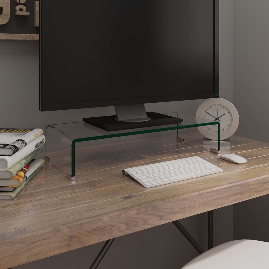 Vidaxl Tv Stand / Monitor Riser Glass Clear 23.6''X9.8''X4.3''
