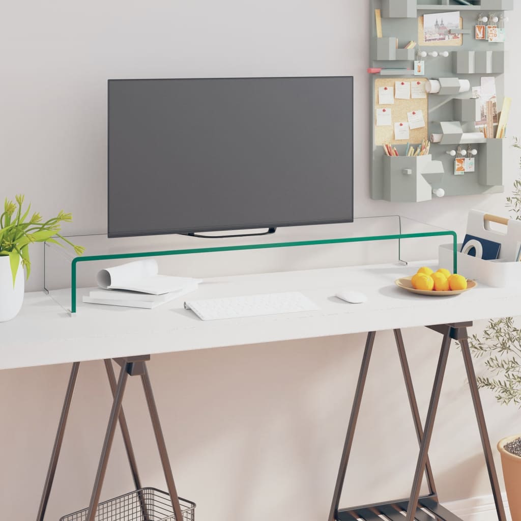 Vidaxl Tv Stand / Monitor Riser Glass Clear 39.4''X11.8''X5.1''