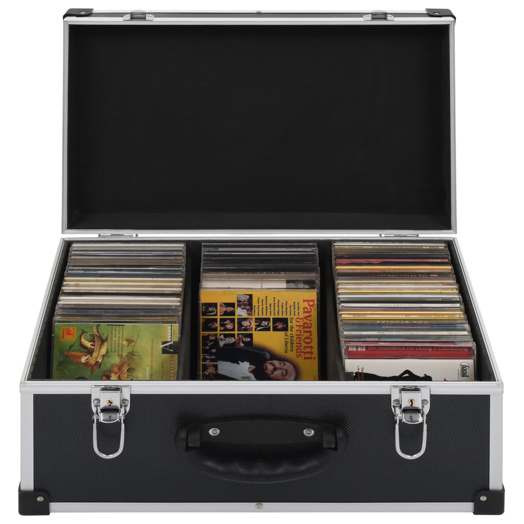 Vidaxl Cd Case For 60 Cds Aluminum Abs Black