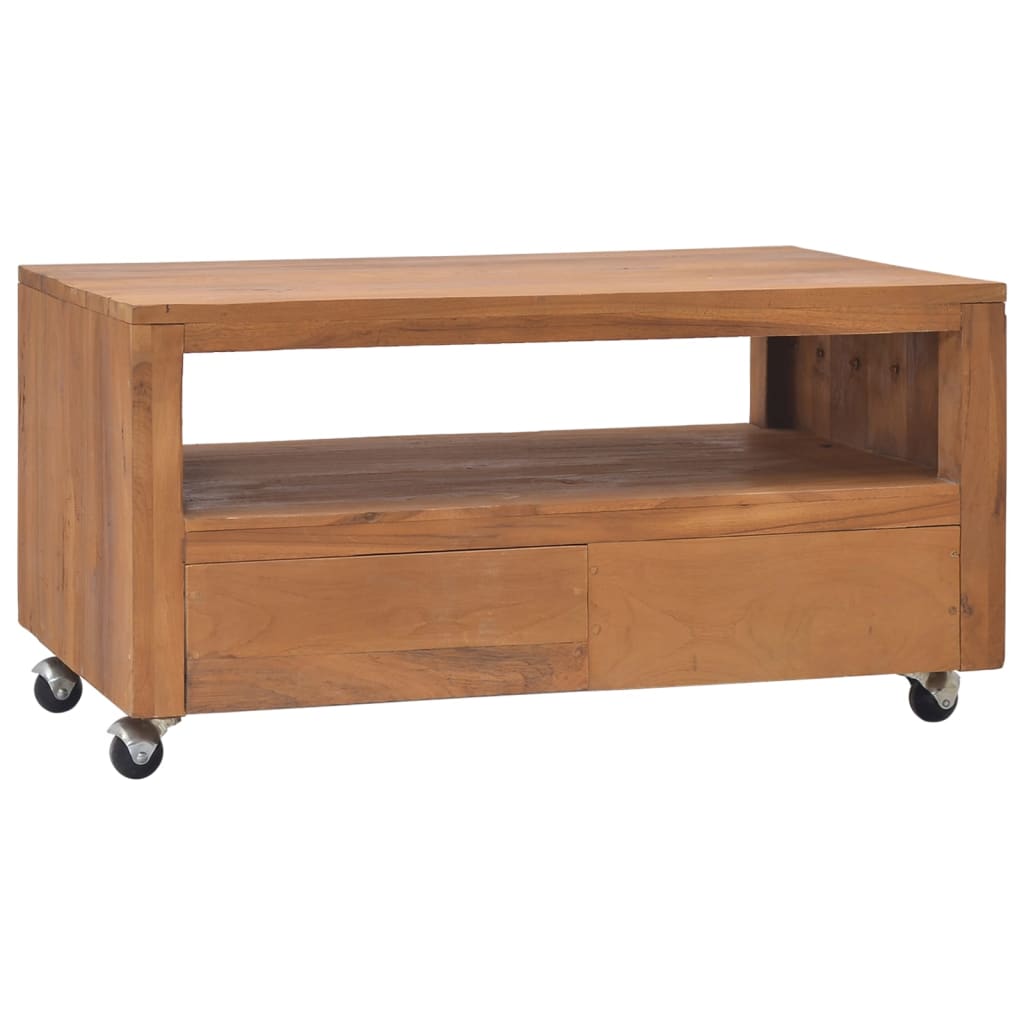 Vidaxl Tv Cabinet With Wheels 31.5''X19.7''X16.5'' Solid Teak Wood