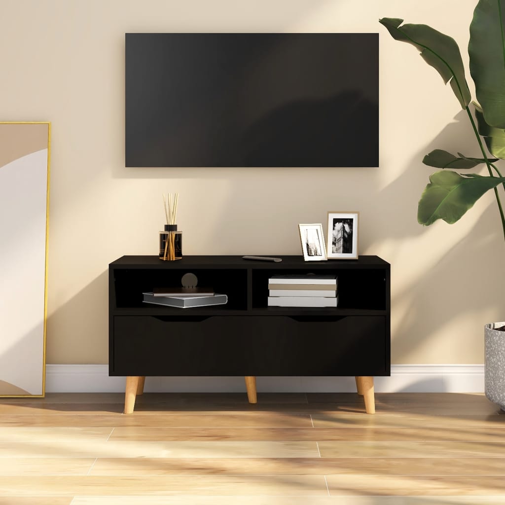 Vidaxl Tv Cabinet Black 35.4''X15.7''X19.1'' Engineered Wood