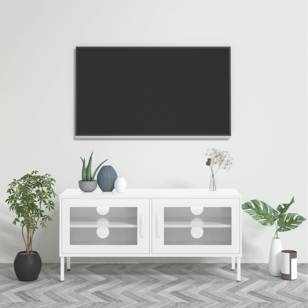 Vidaxl Tv Cabinet White 41.3''X13.8''X19.7'' Steel