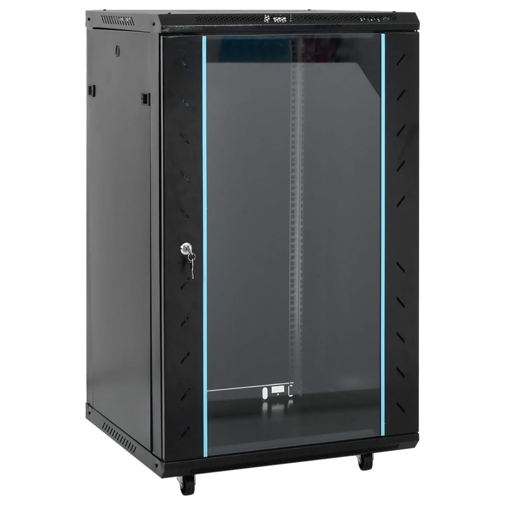 Vidaxl 18U Network Cabinet 19'' Ip20 Black 23.6''X23.6''X39.4''
