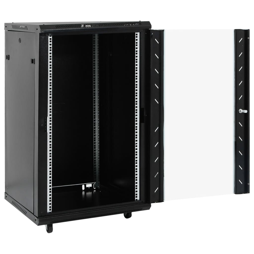 Vidaxl 18U Network Cabinet 19'' Ip20 Black 23.6''X23.6''X39.4''