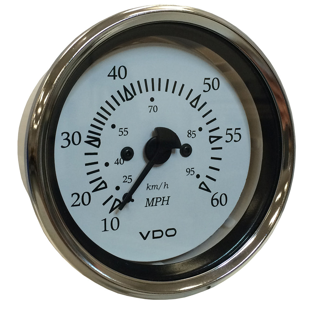 Vdo Cockpit Marine 85Mm (3-3/8'') Pitot Speedometer - 0 To 60 Mph - White Dial/Chrome Bezel,WBEEAB09BCBCJC8