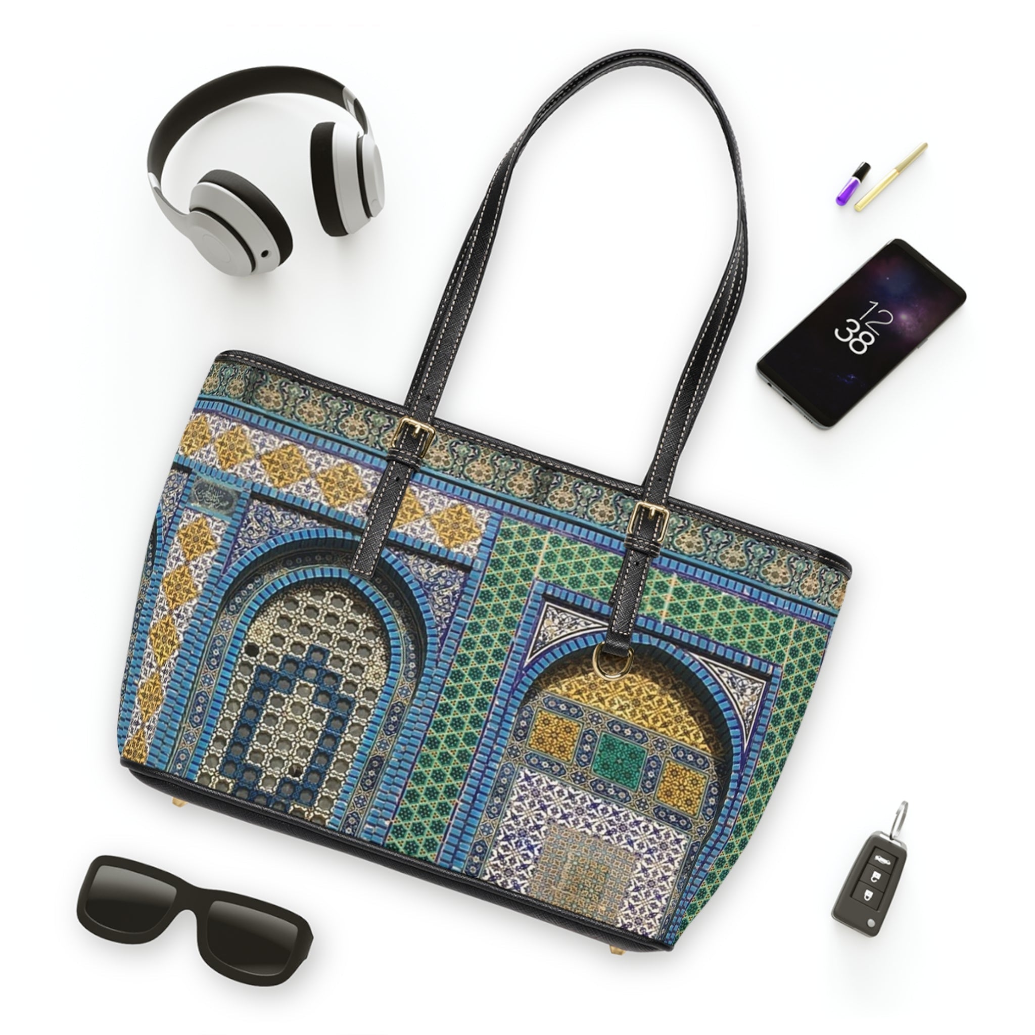 Aqsa Pattern Leather Shoulder Bag