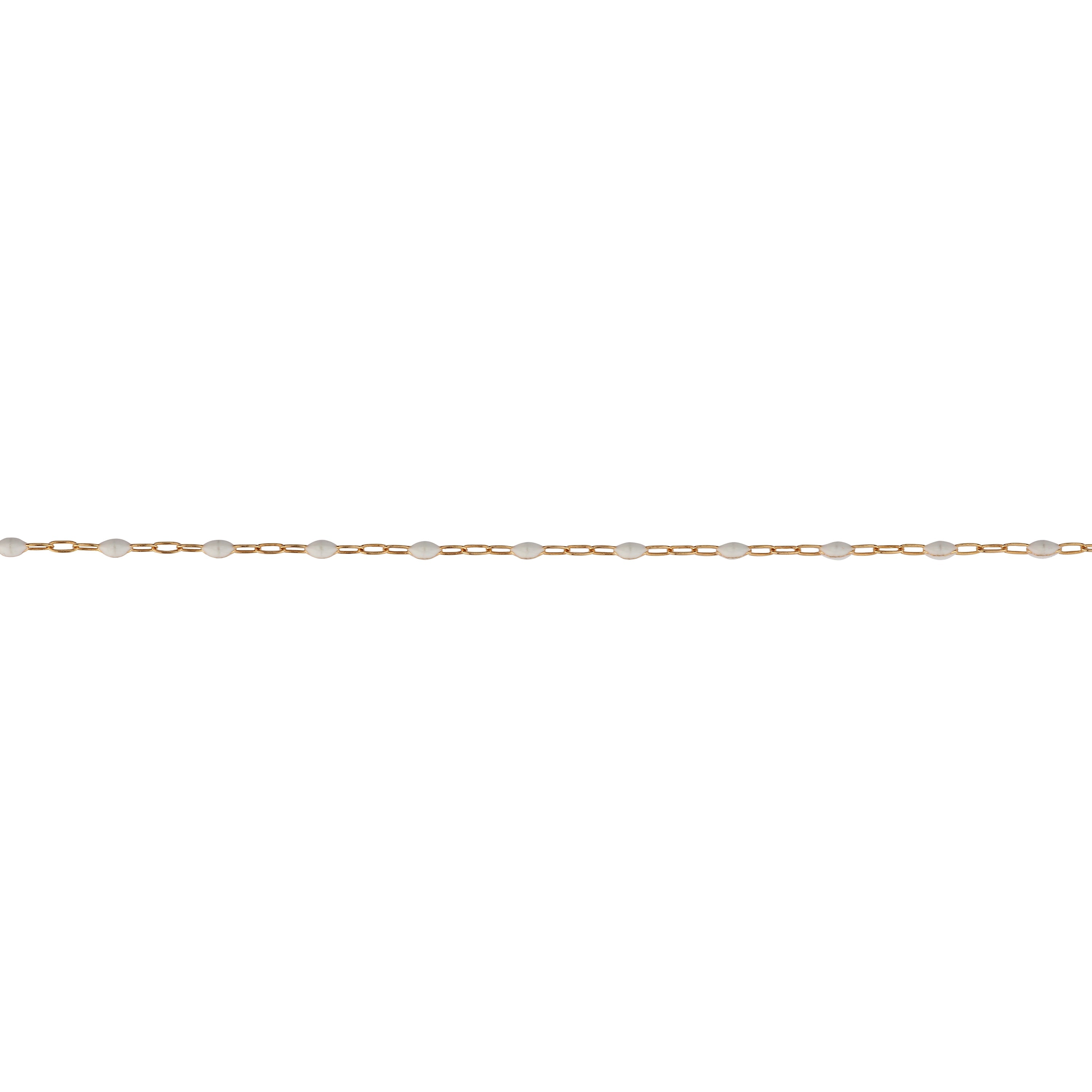 Pure White Paperclip Enamel Gold Fill Chain, 1.5MM, Chain for Permanent Jewelry