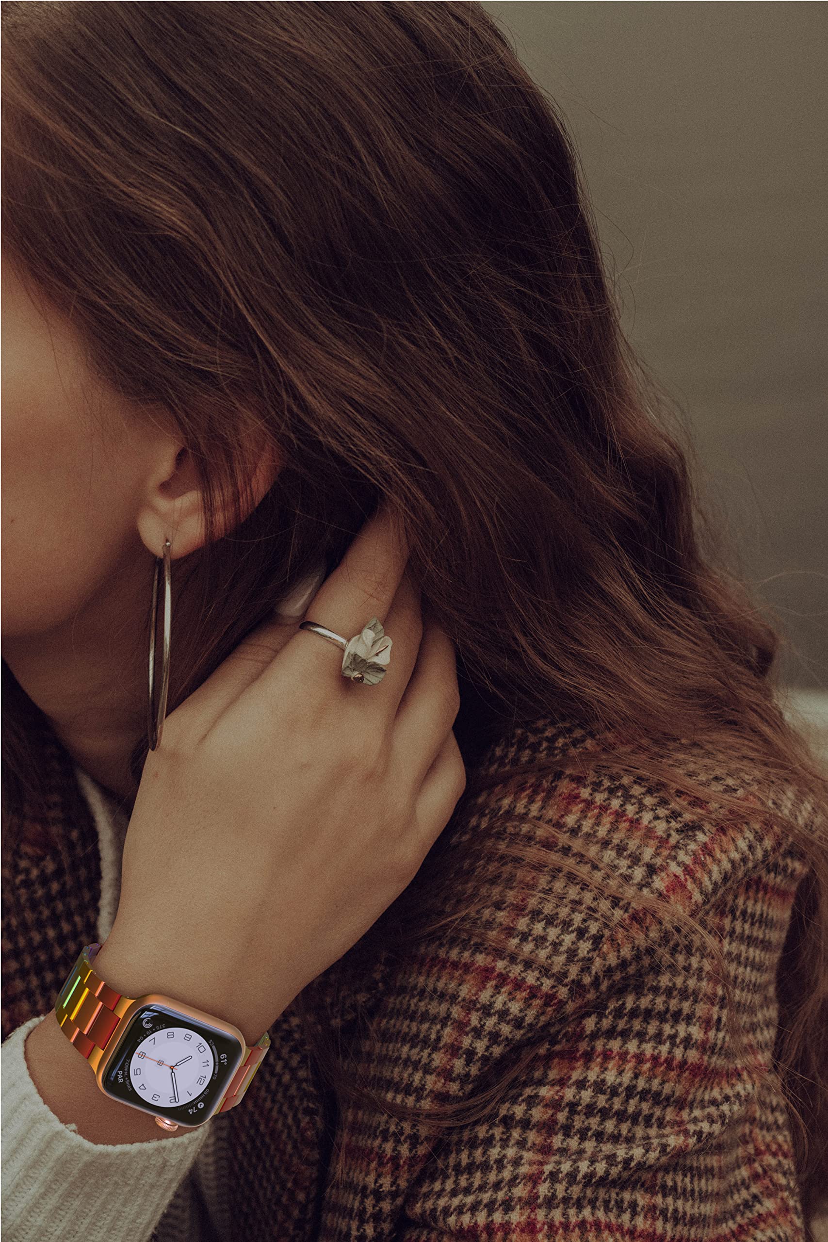 Gelishi Colorful Band Compatible With Apple Watch Band 49Mm 45Mm 44Mm 42Mm Women Men, Ultra Thin Aluminum Metal Band Replacement