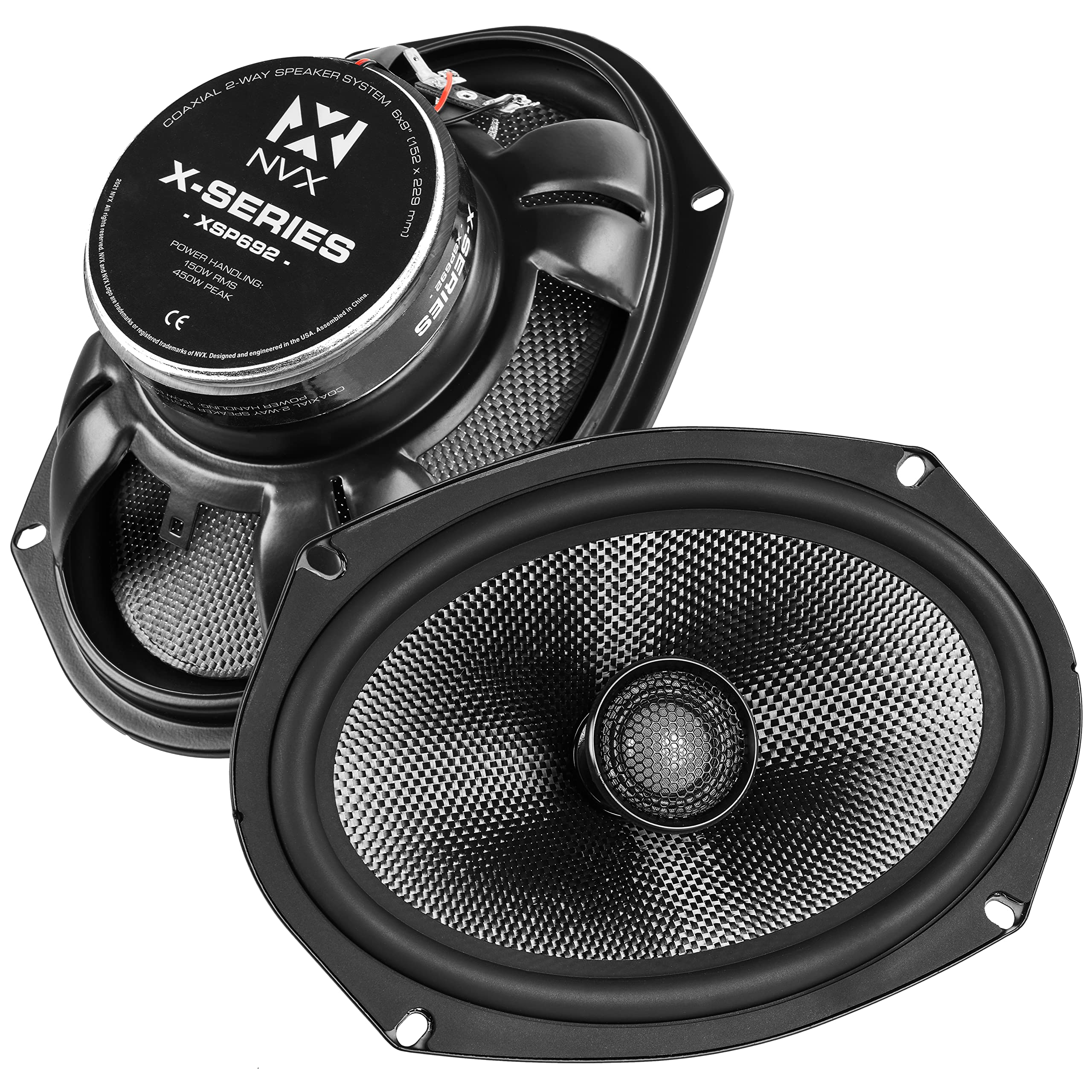 NVX XSP692 6x9 Car Speakers, 600W Max, 300W RMS, 2-Way Coaxial w/ 1 Silk Dome Tweeters & Built-in X-Overs, Easy to Install in Ca