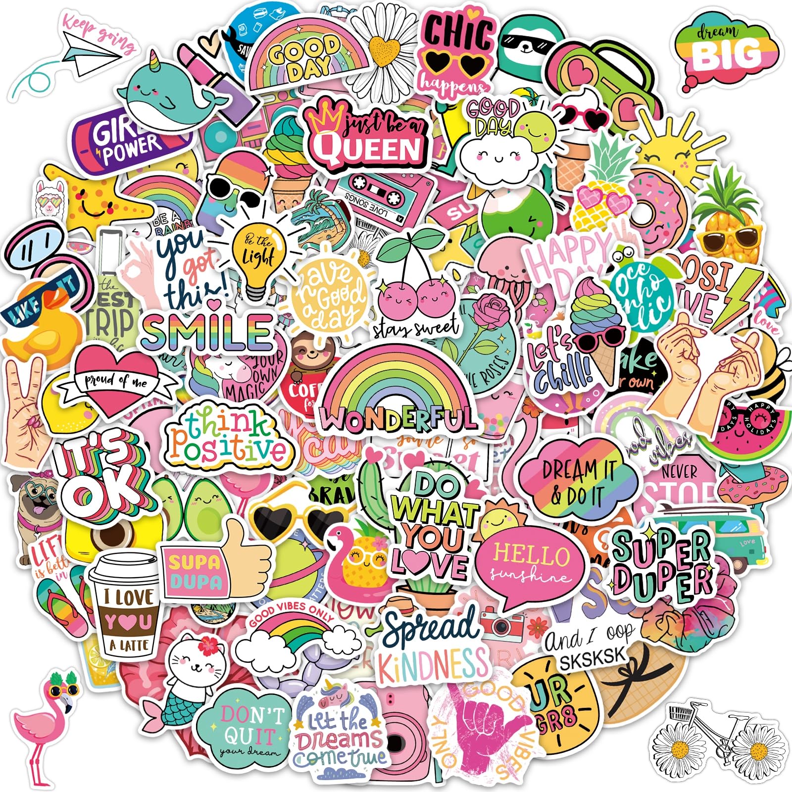 145Pcs Water Bottle Stickers For Girls Teens Kids Waterproof Inspirational Vsco Vinyl Stickers For Laptop Skateboard Aesthetic T