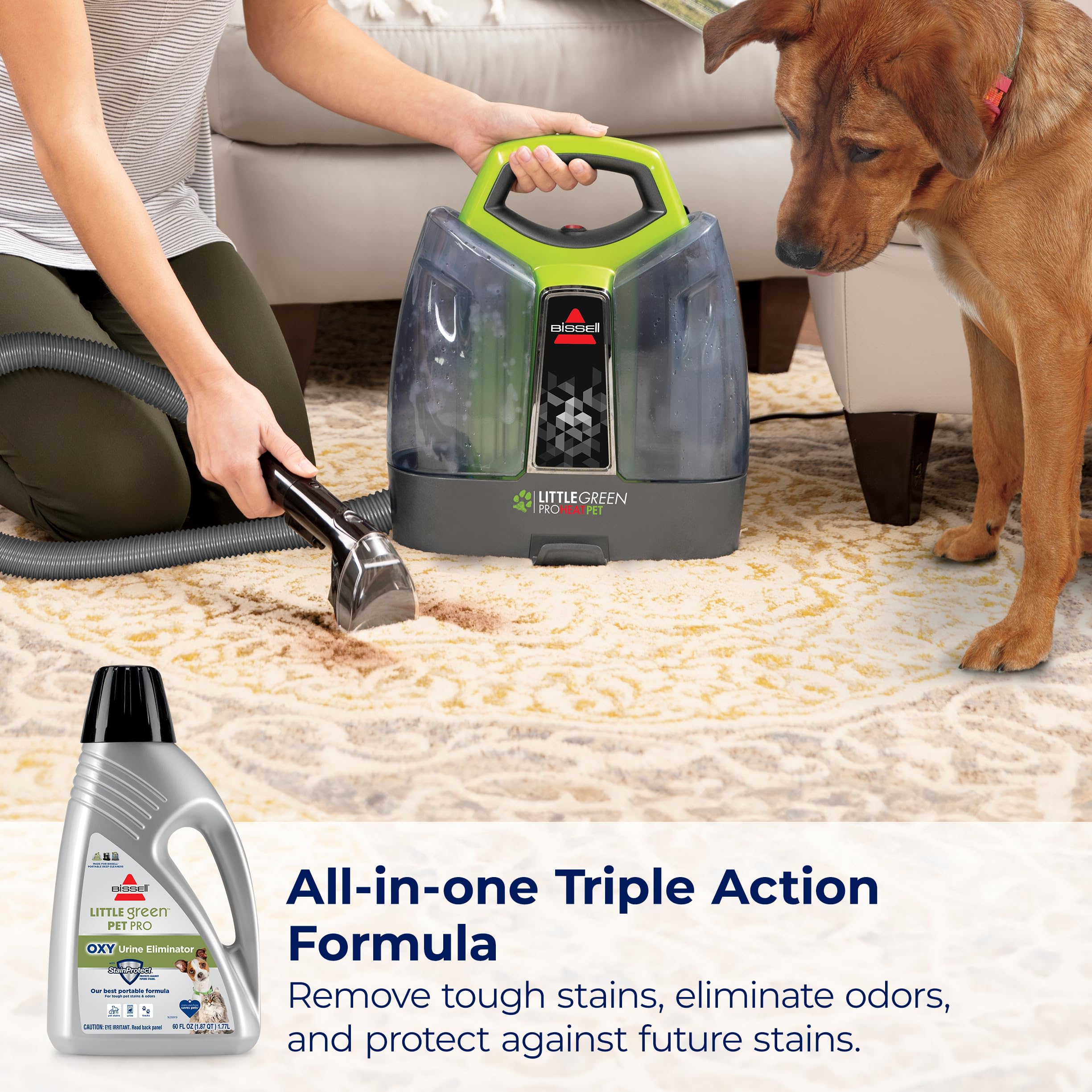 Bissell Little Green Pet Pro Oxy Formula For Portable Carpet Cleaners Spot & Stain, 60 Oz, 2034F