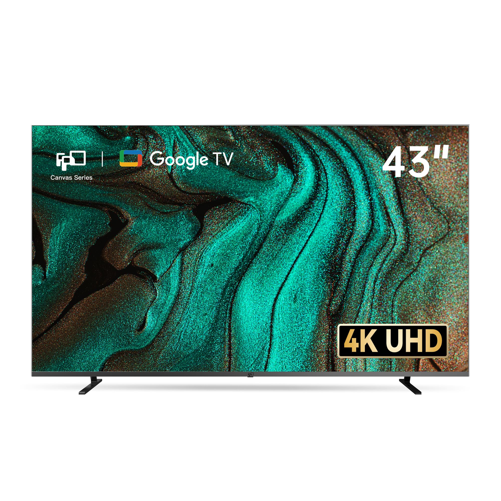 Fpd 43 Inch Smart Tv 4K Uhd Led Flat Screen Google Tv With Google Cast, Bluetooth, Hdmi, Streaming Live, Hdr 10, Dolby Vision, U