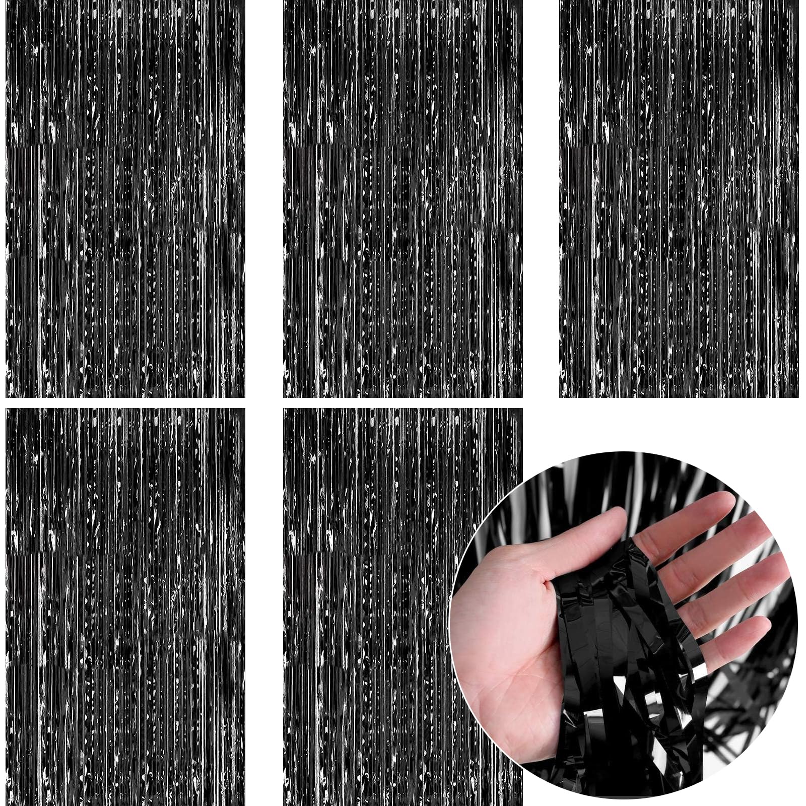 Black Streamers For Black Party Decorations Sinbee Black Foil Fringe Curtain Black Birthday Decorations Black Fringe Backdrop Fo