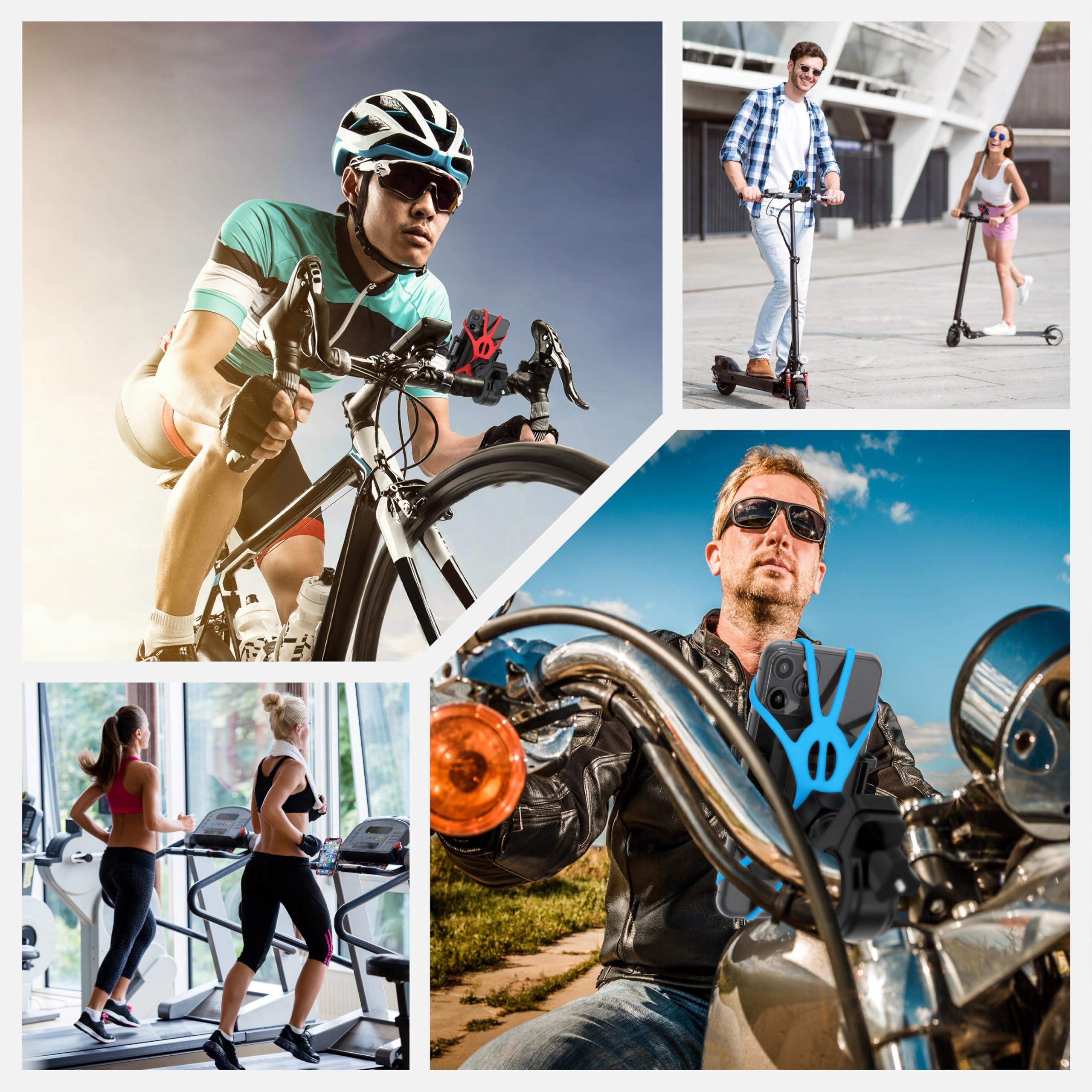 Truactive Premium Bike Phone Mount Holder | Universal Cell Phone Mount For 4'' 7'' Phones | Includes 6 Reusable Color Bands | To