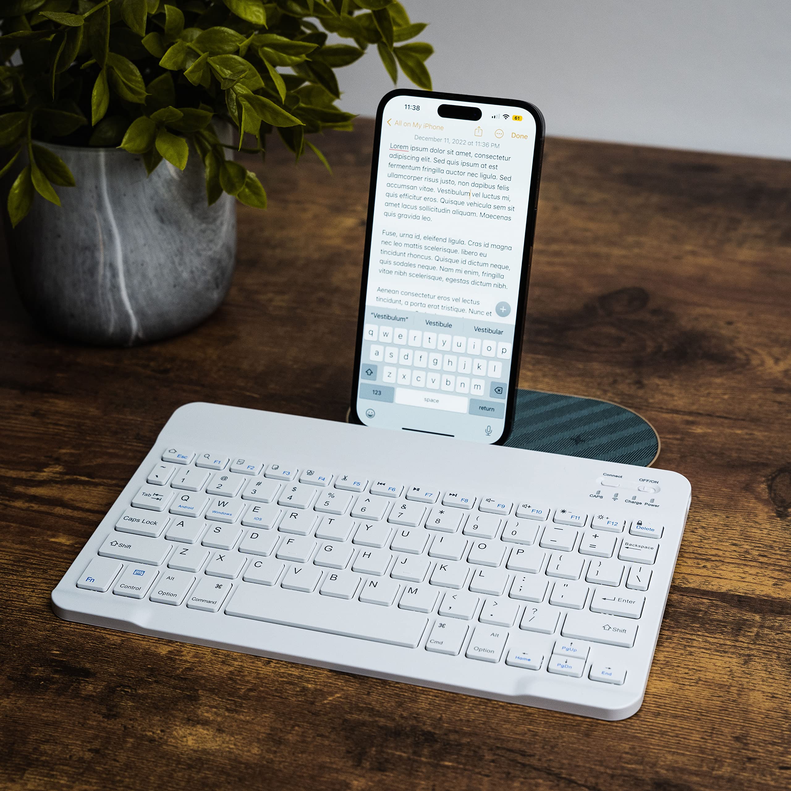 Ares Ultra Slim Wireless Bluetooth Keyboard | Compatible With Computer Desktop Ios Android Laptop Smart Tv And Windows 11/10/8 (