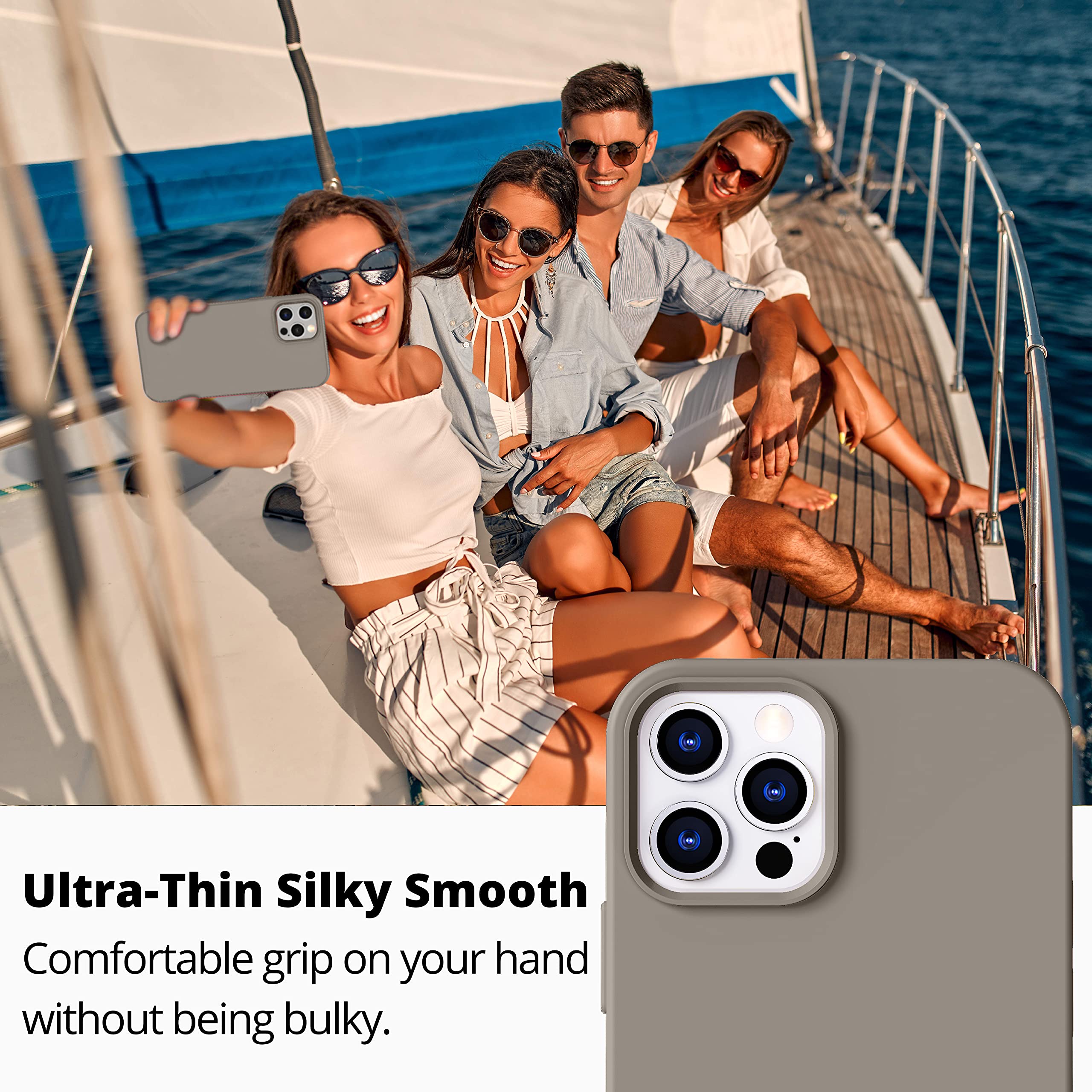 Icesword Iphone 12 Mini Case Deep Stone, Thin Liquid Silicone Case, Matte Pure Color, Soft Silk Microfiber Cloth, Gel Rubber Ful