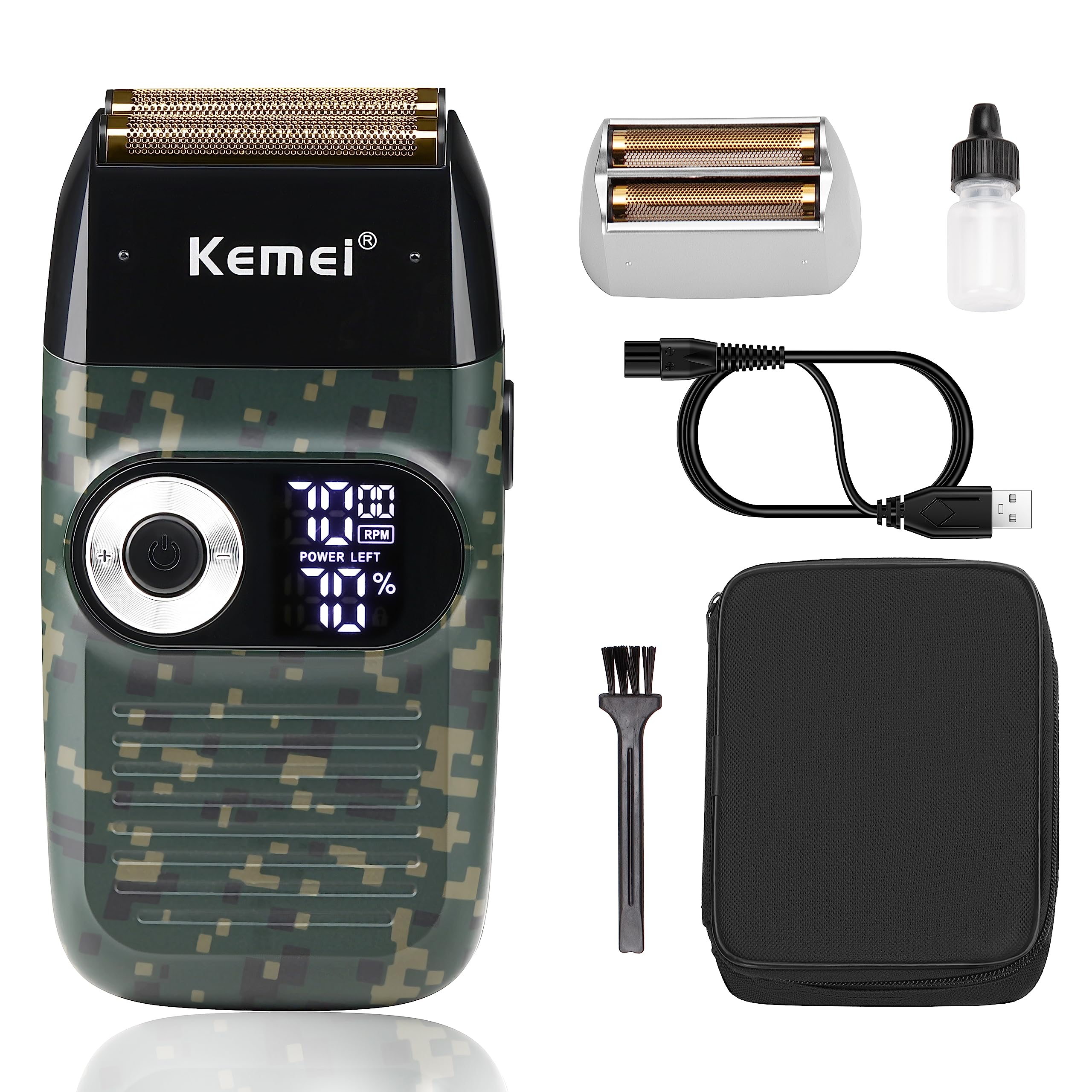 Kemei Foil Professional Electric Shaver For Men Razor With Bald Trimmer Cordless Shavers Rechargeble Led Display 2 In 1