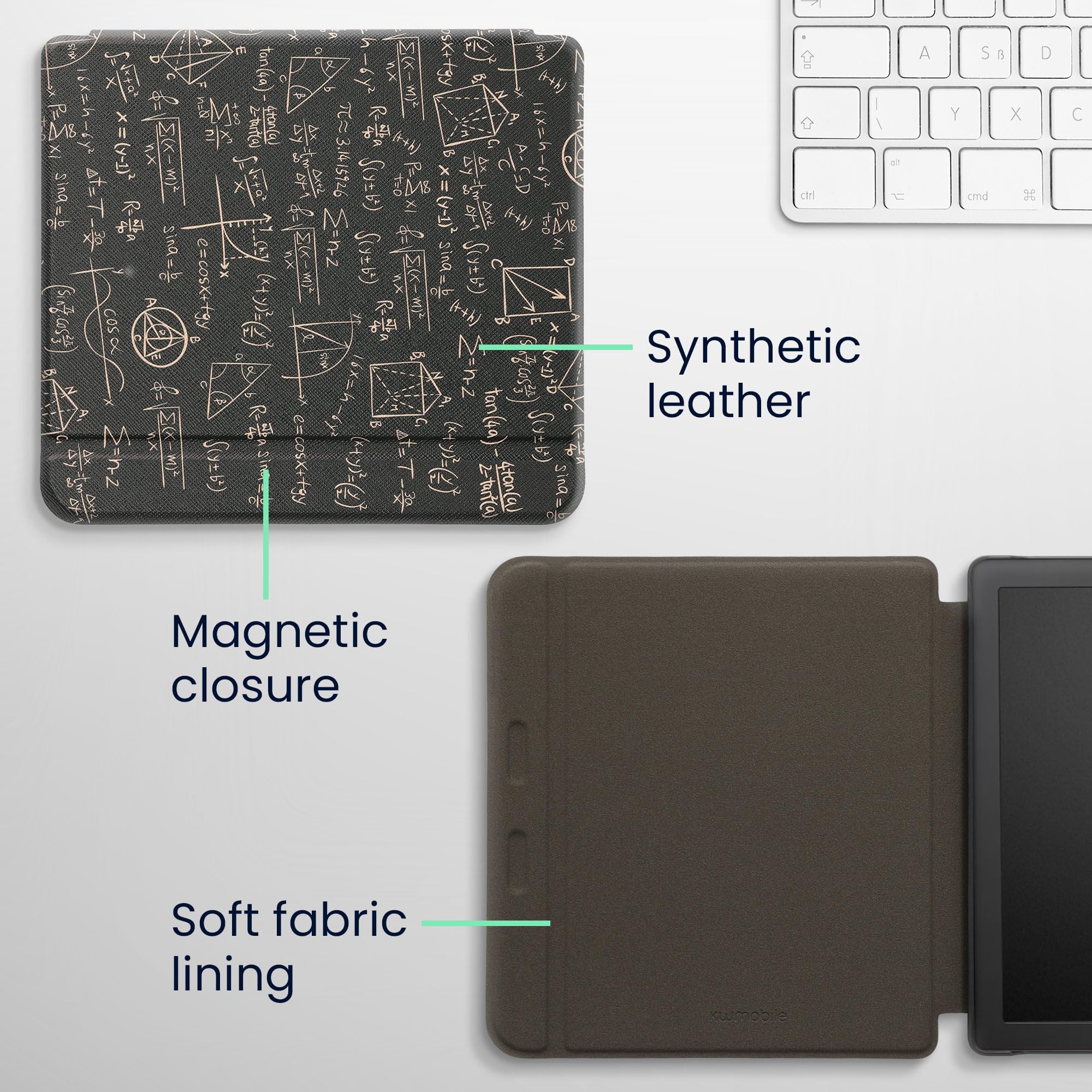 Kwmobile Case Compatible With Kobo Libra 2 Case   Ereader Cover   Equation Green/Yellow