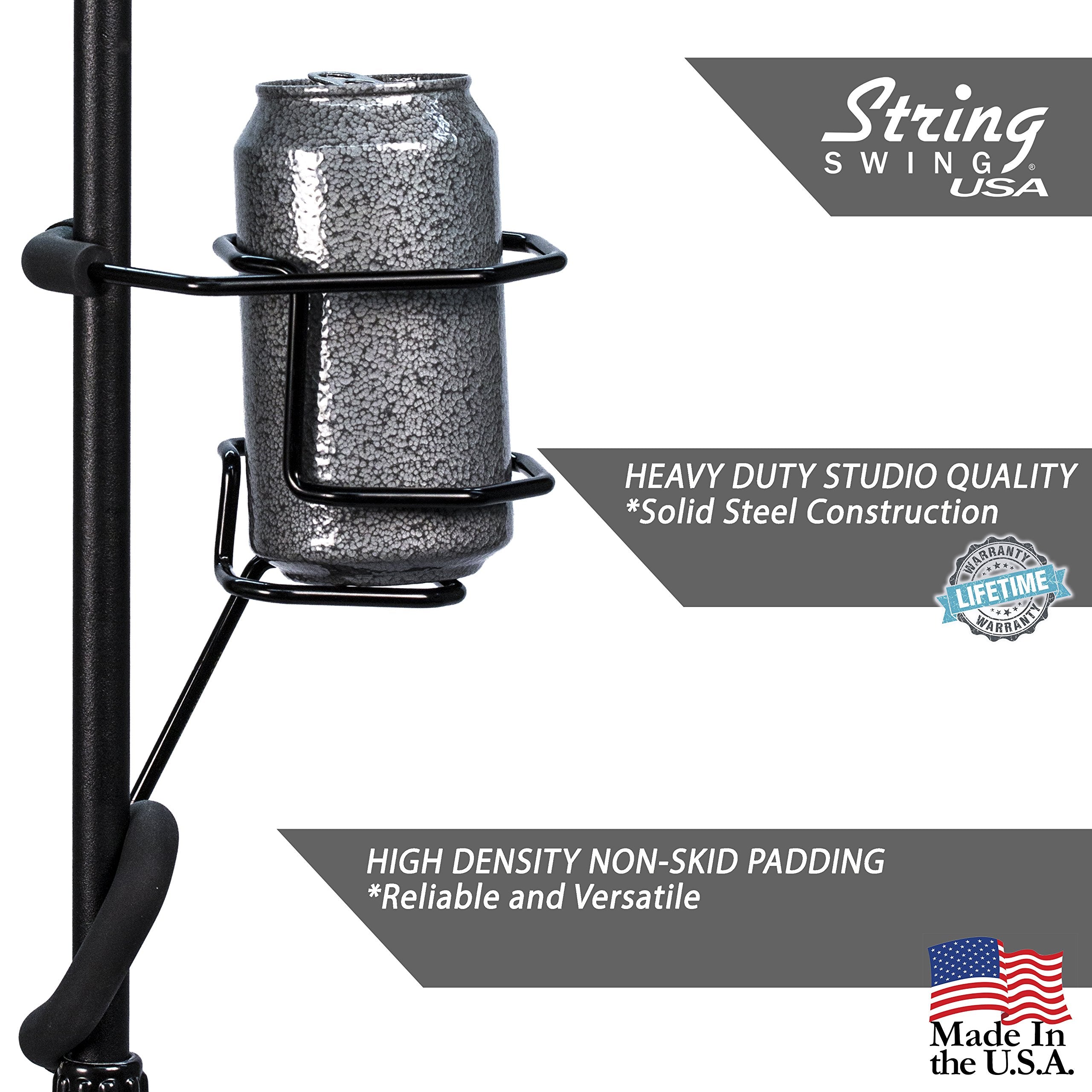 String Swing Sh01 Mic Stand Drink Holder For Coffee Travel Mug And Water Bottle   Made In Usa Black