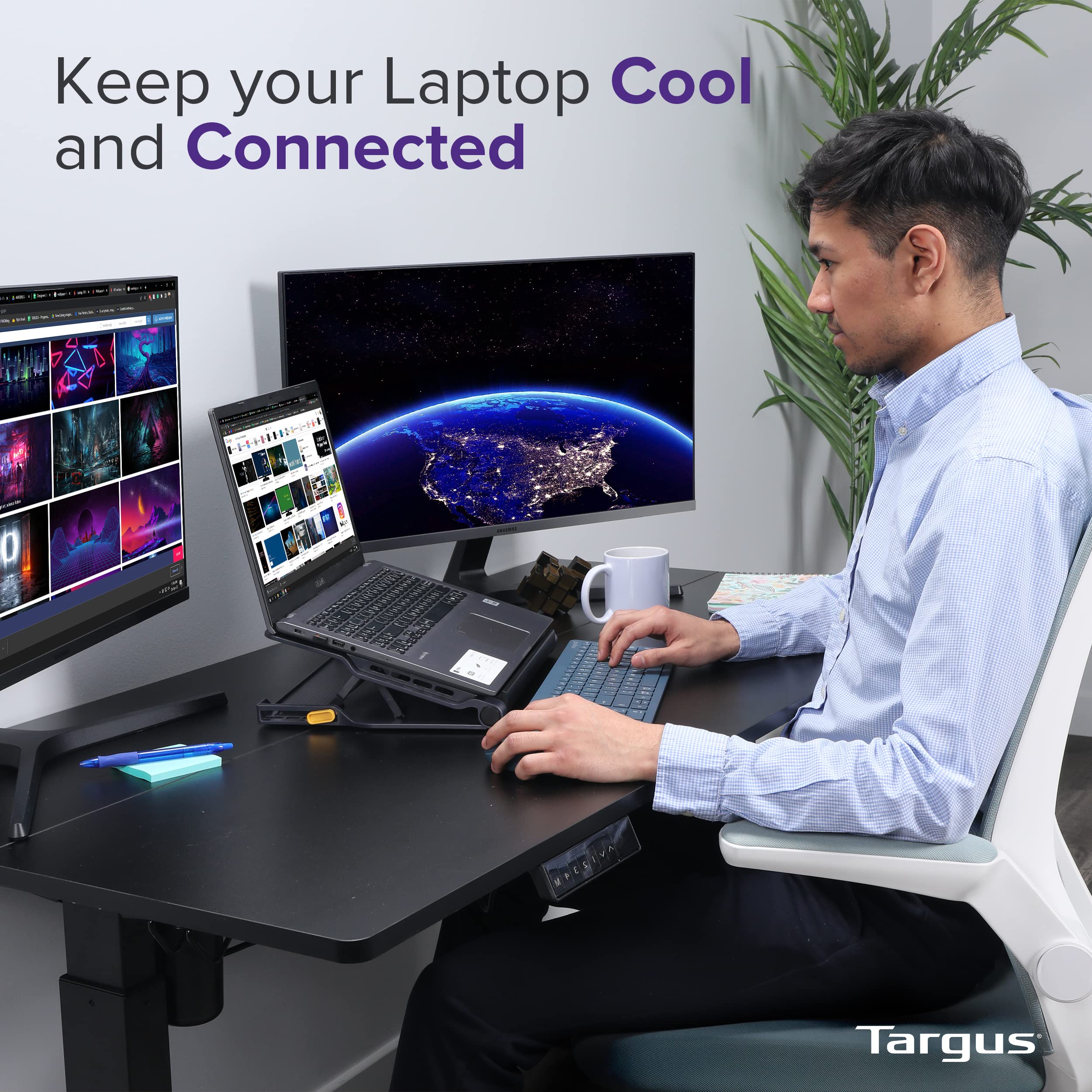 Targus Laptop Cooling Pad For Laptops Up To 17-Inches, Dual High-Speed Fans Chill Mat + 4-Port Usb Hub Laptop Fan Cooling Pad Fo
