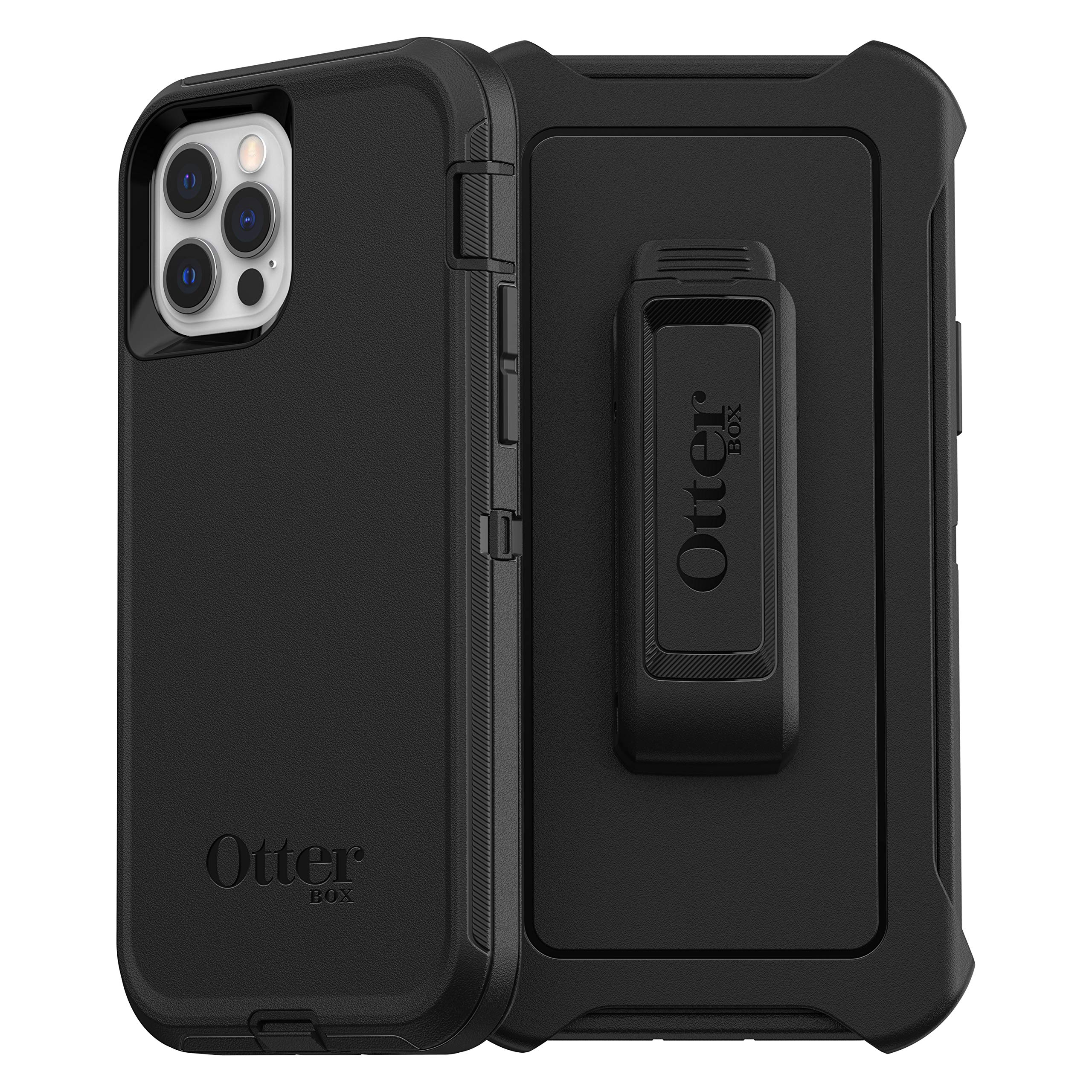 Otterbox Iphone 12 & Iphone 12 Pro Defender Series Case   Black, Rugged & Durable, With Port Protection, Includes Holster Clip K