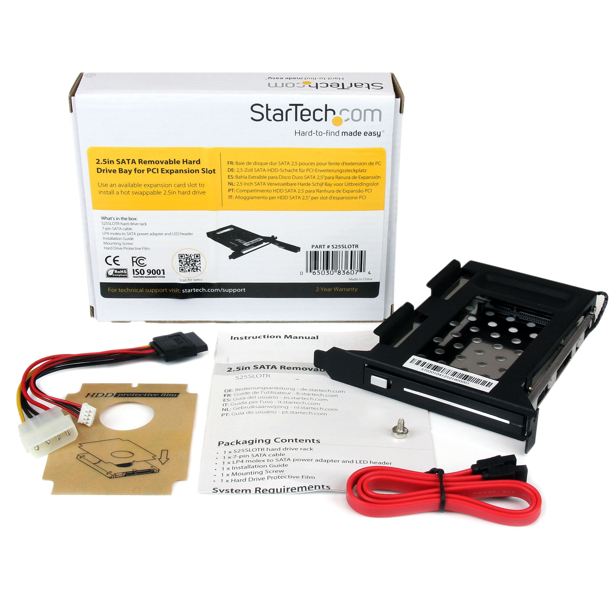 Startech.Com 2.5In Sata Removable Hard Drive Bay For Pc Expansion Slot   Storage Bay Adapter   Black (S25Slotr)