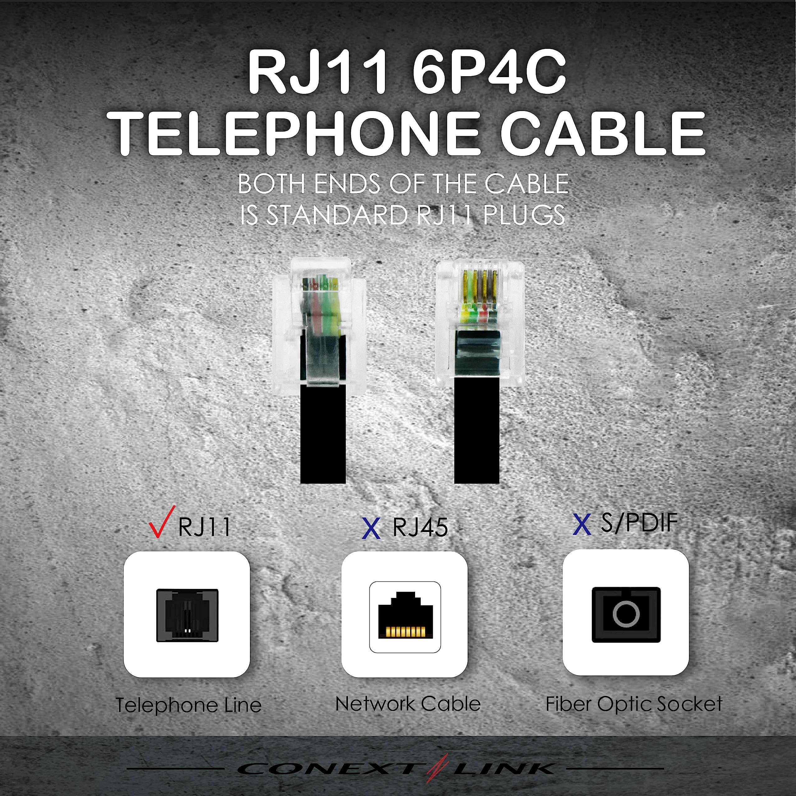 Conext Link Rj11 6P4C Modular Telephone Extension Cable Phone Cord Line Wire (25 Feet, Grey) (33213)