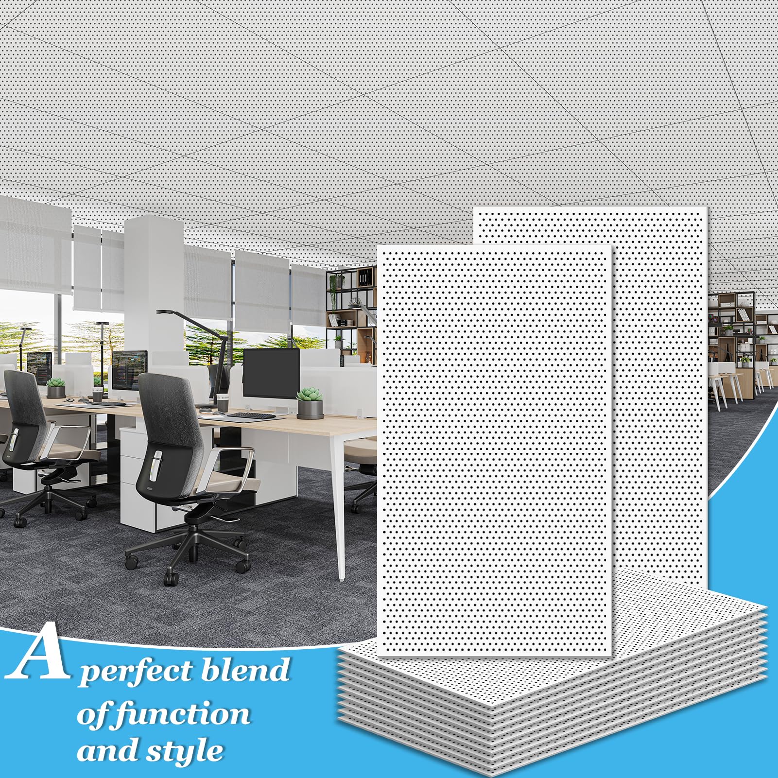 Art3D Acoustic Drop Ceiling Tiles 24X48 10 Pack, Soundproof Panels 2X4Ft For Wall Coverings, White