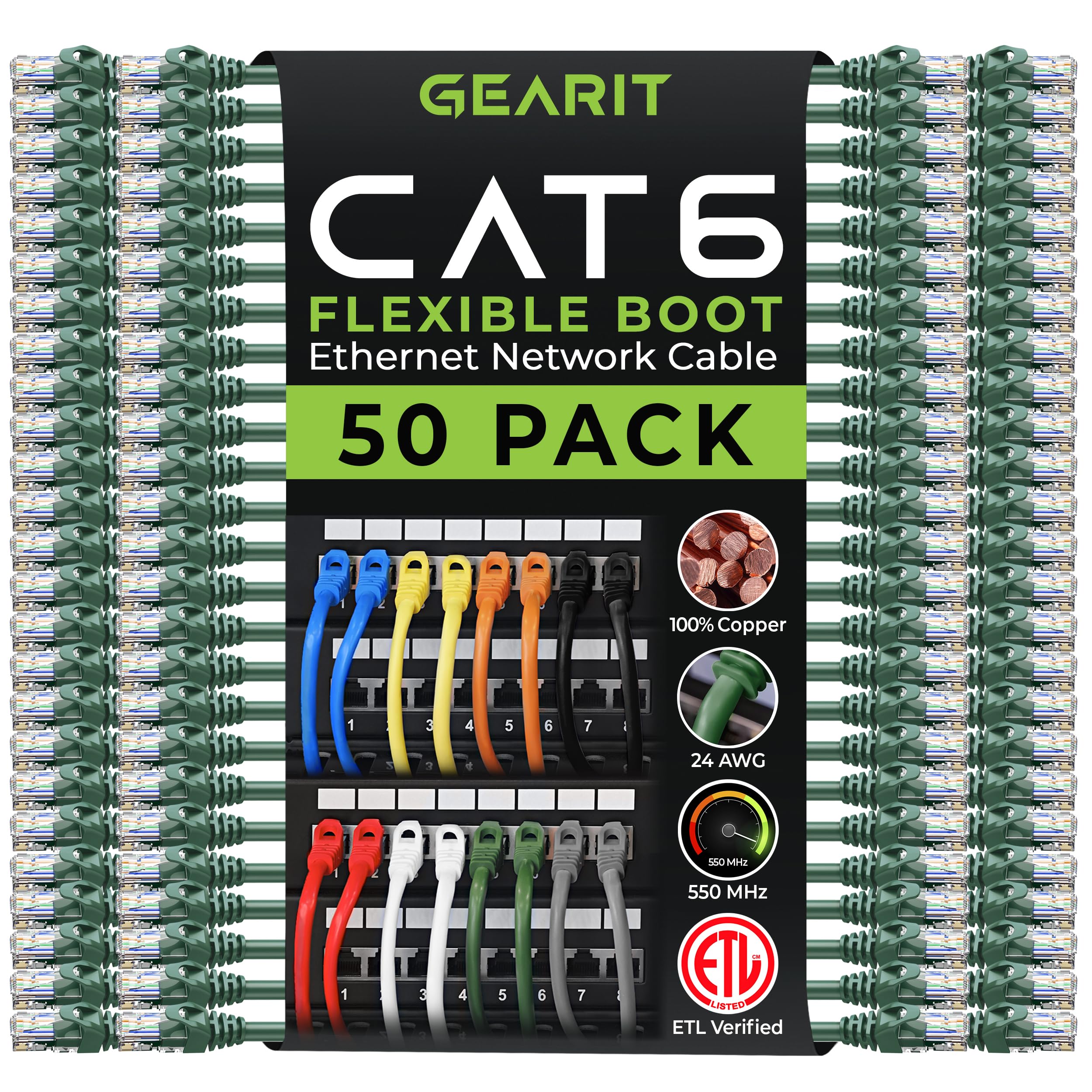 GearIT Cat6 Cable 1 ft - Cat6 Ethernet Cable, Cat 6 Ethernet Cable, Cat6 Patch Cable, Cat 6 Patch Cable, Cat 6 Cable, Network Ca