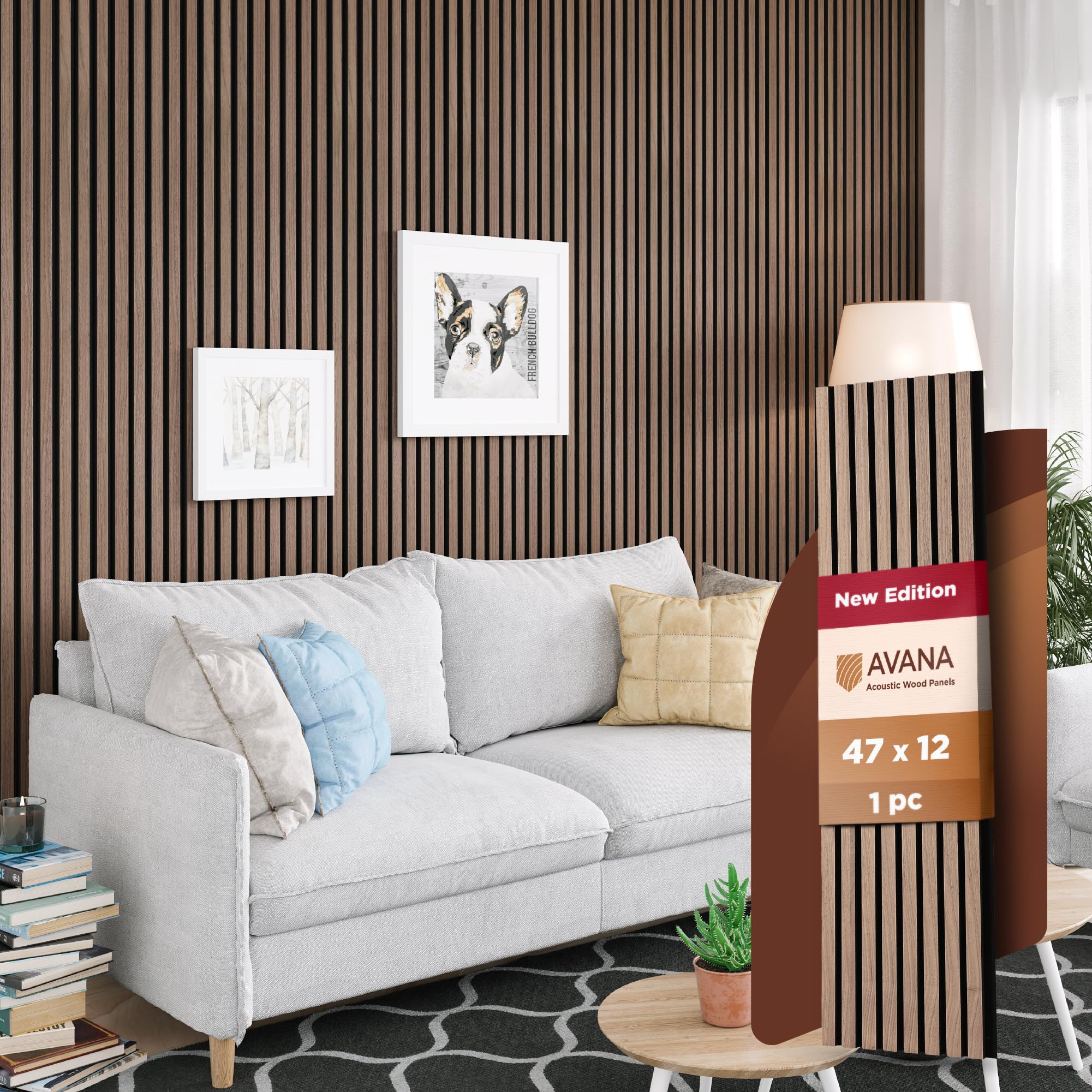 Avana Acoustic Wood Wall Panels   47.2 X 12.6 Inch Walnut Acoustic Panels 1 Pc   Wall Panels For Interior Wall Decor For Homes,