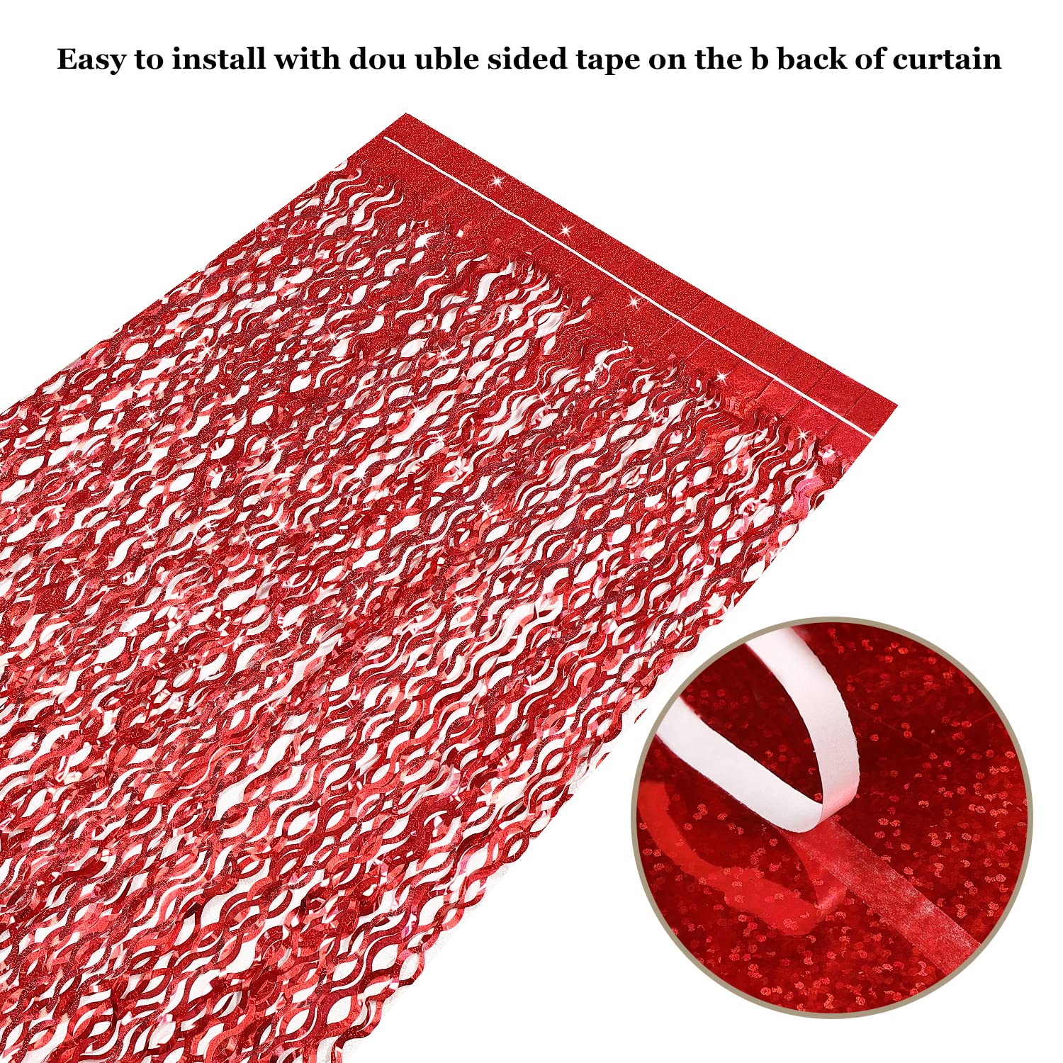 3 Pack Red Backdrop Curtain   Cylmfc 3.3 Ft X 6.6 Ft Foil Backdrop Curtain Streamers Birthday Decorations For Birthday Party Chr