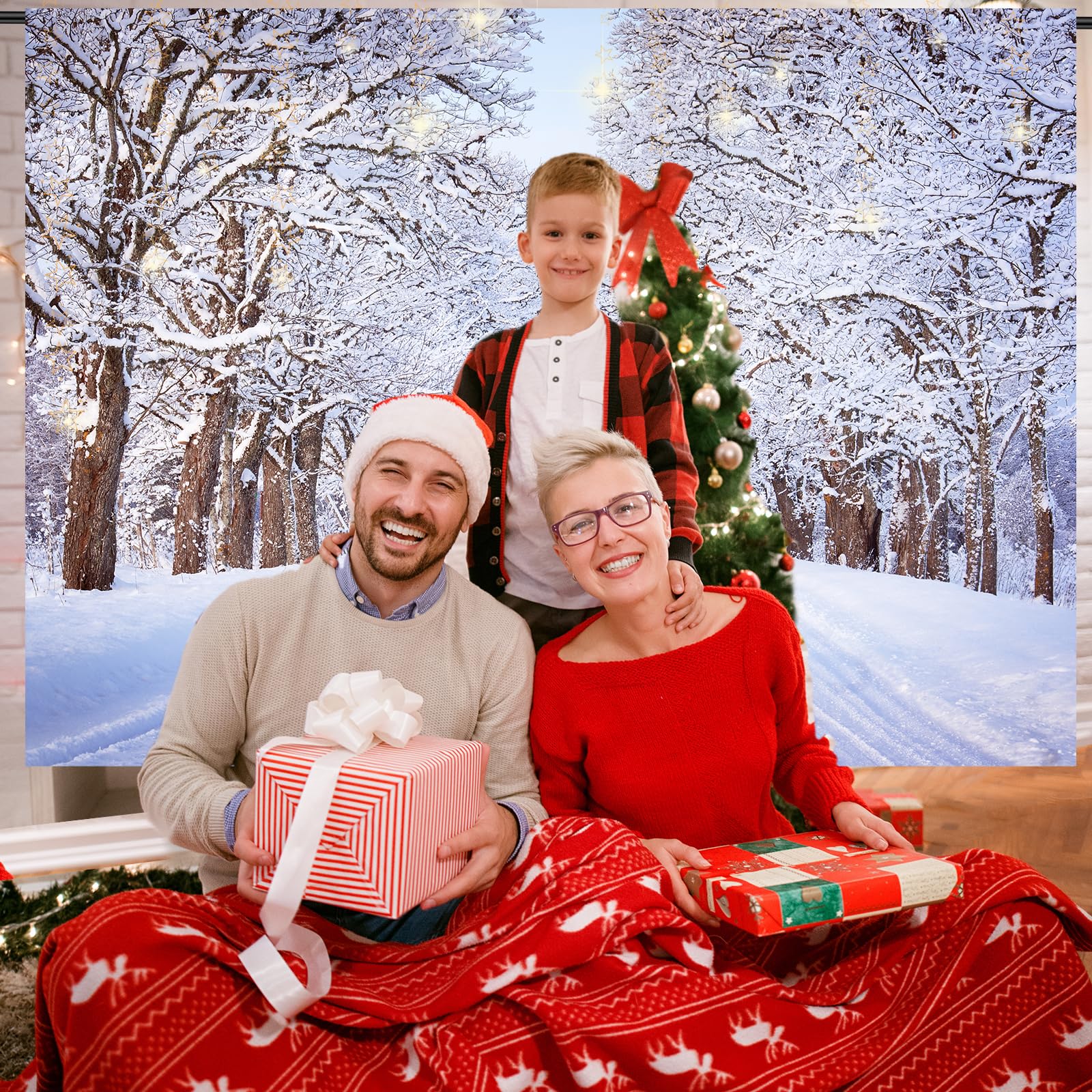 7 X 5 Ft Christmas Winter Wonderland Backdrop - Large White Snow Forest Trees Natural Scenery Landscape Wall Hanging Photo Backg