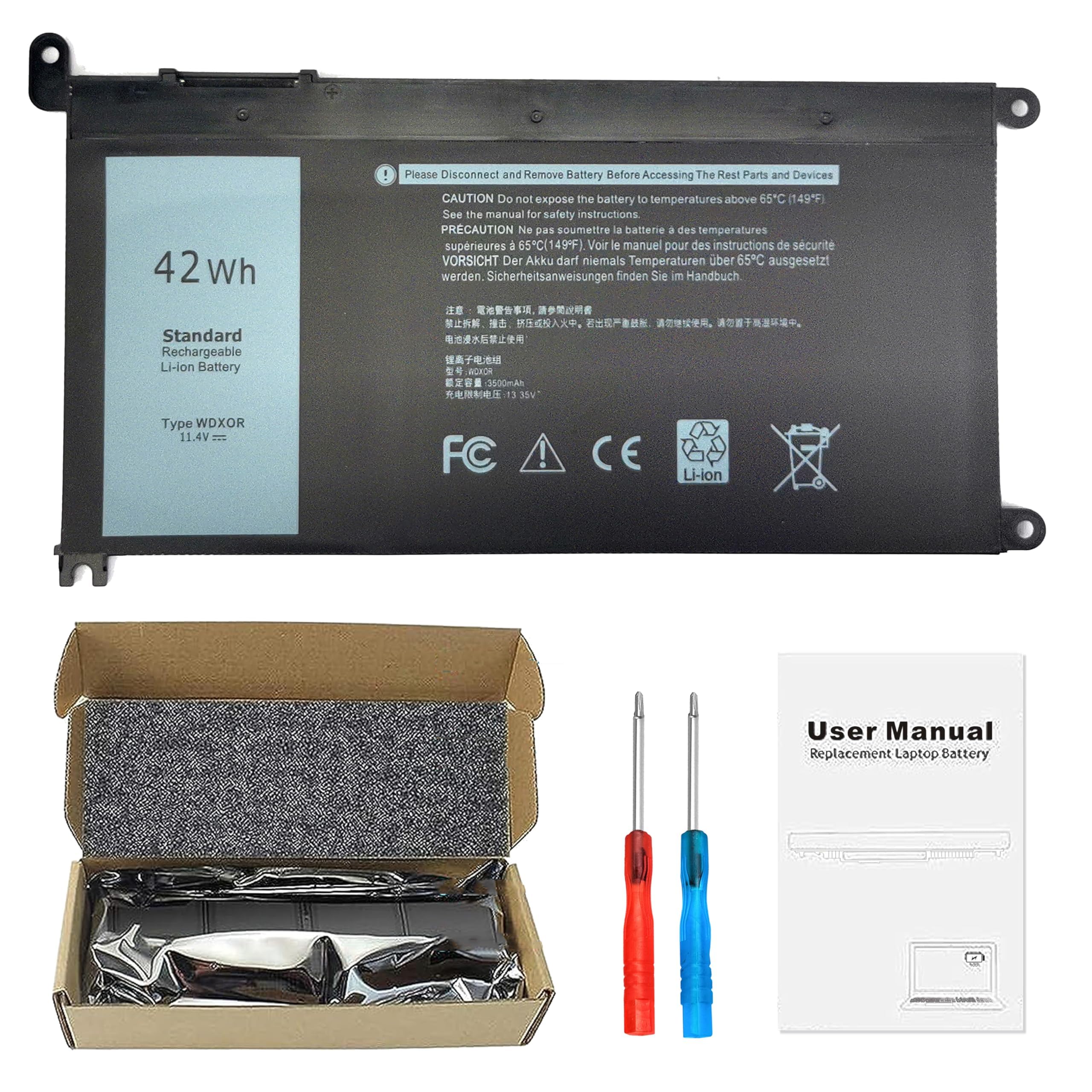 Wdx0R Battery For Dell Inspiron 7573 5570 5378 5565 5567 7378 7579 5379 5368 5578 5579 5765 5767 5775 7368 7560 7570 7569 5568 5