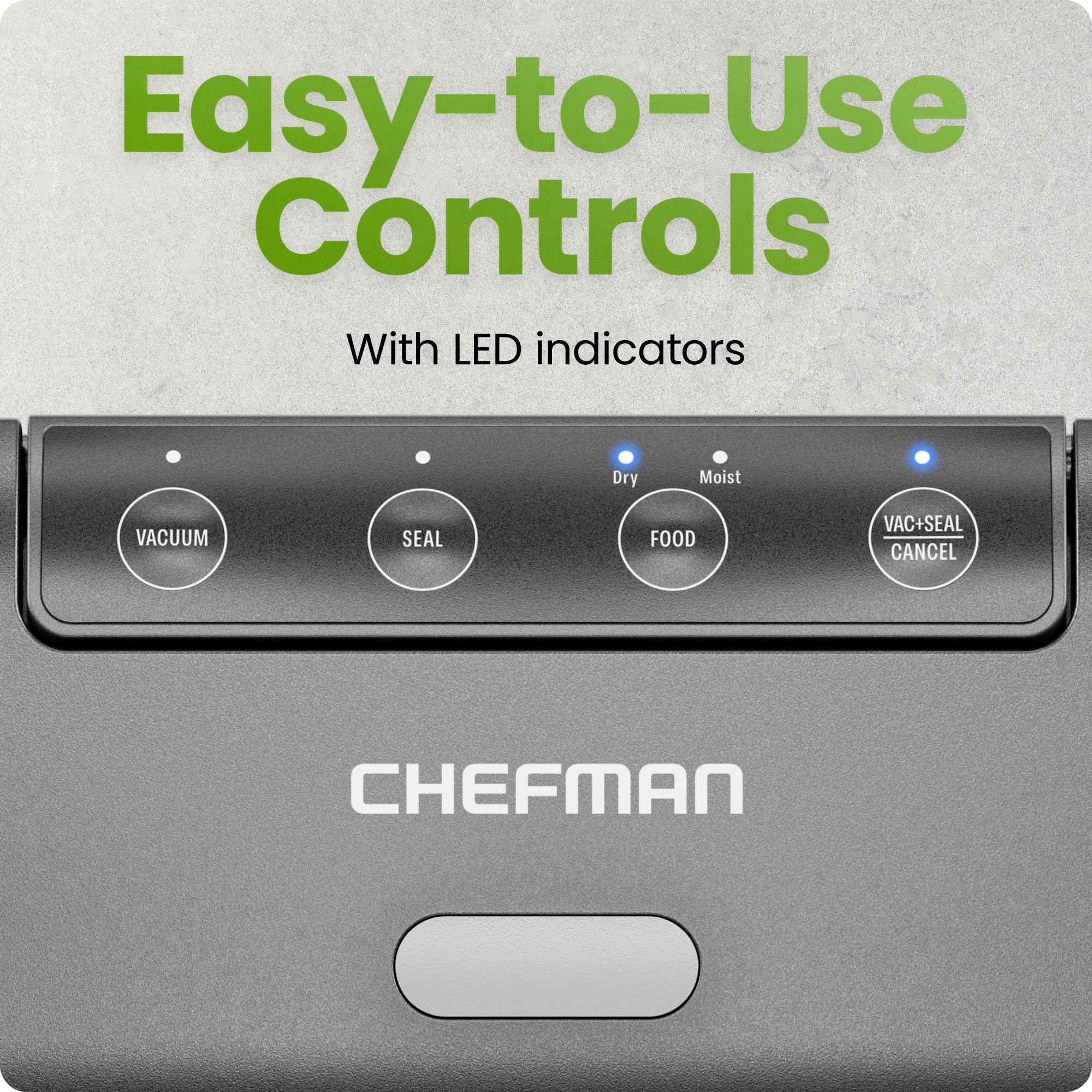 Chefman Food Vacuum Sealer Machine, Compact Vacuum Sealer With Moist & Dry Settings, Perfect For Sous Vide, Storage, And Freezer