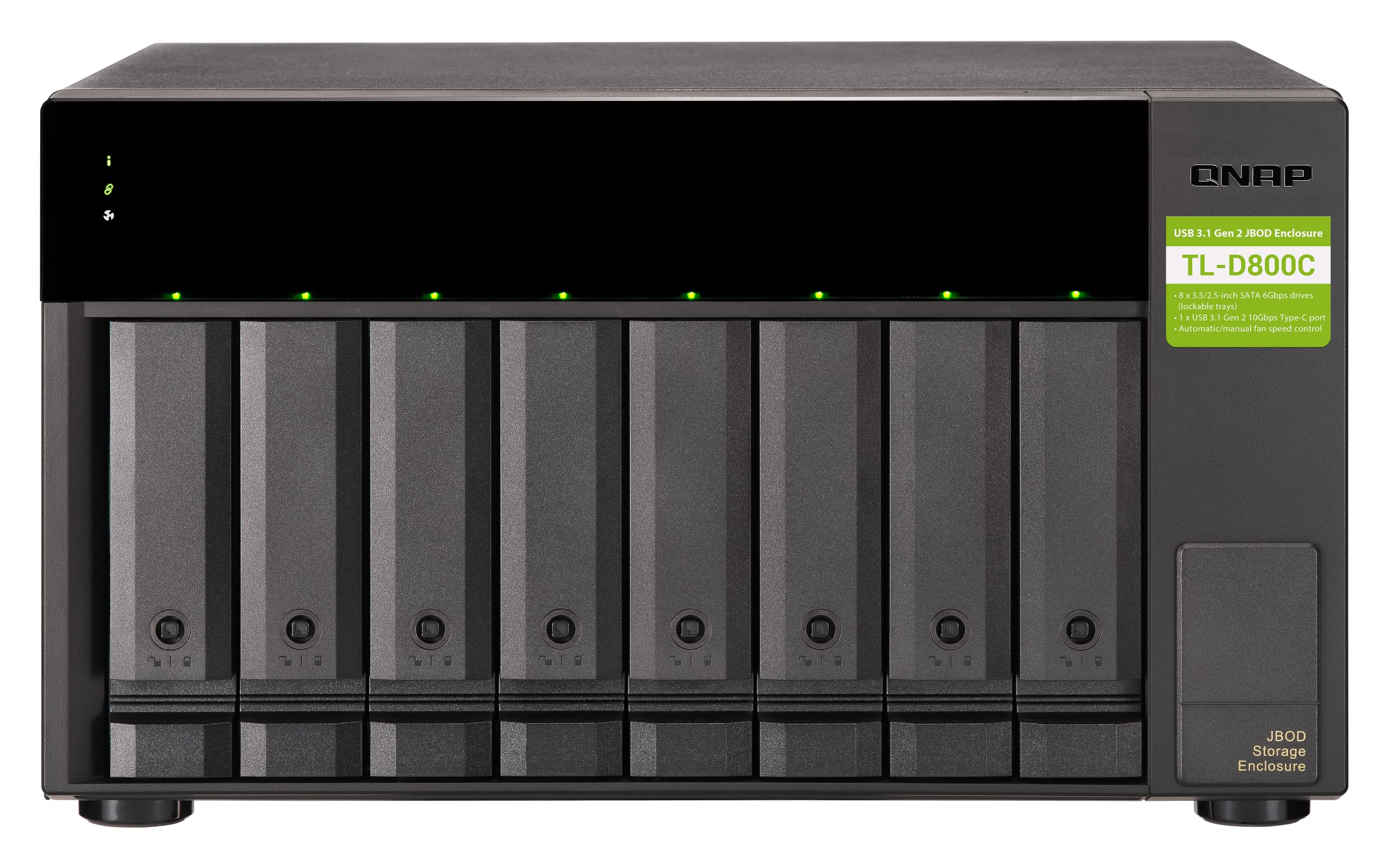 QNAP 8 Bay JBOD Storage Enclosure TL-D800C USB 3.2 Gen 2 Type-C Metal