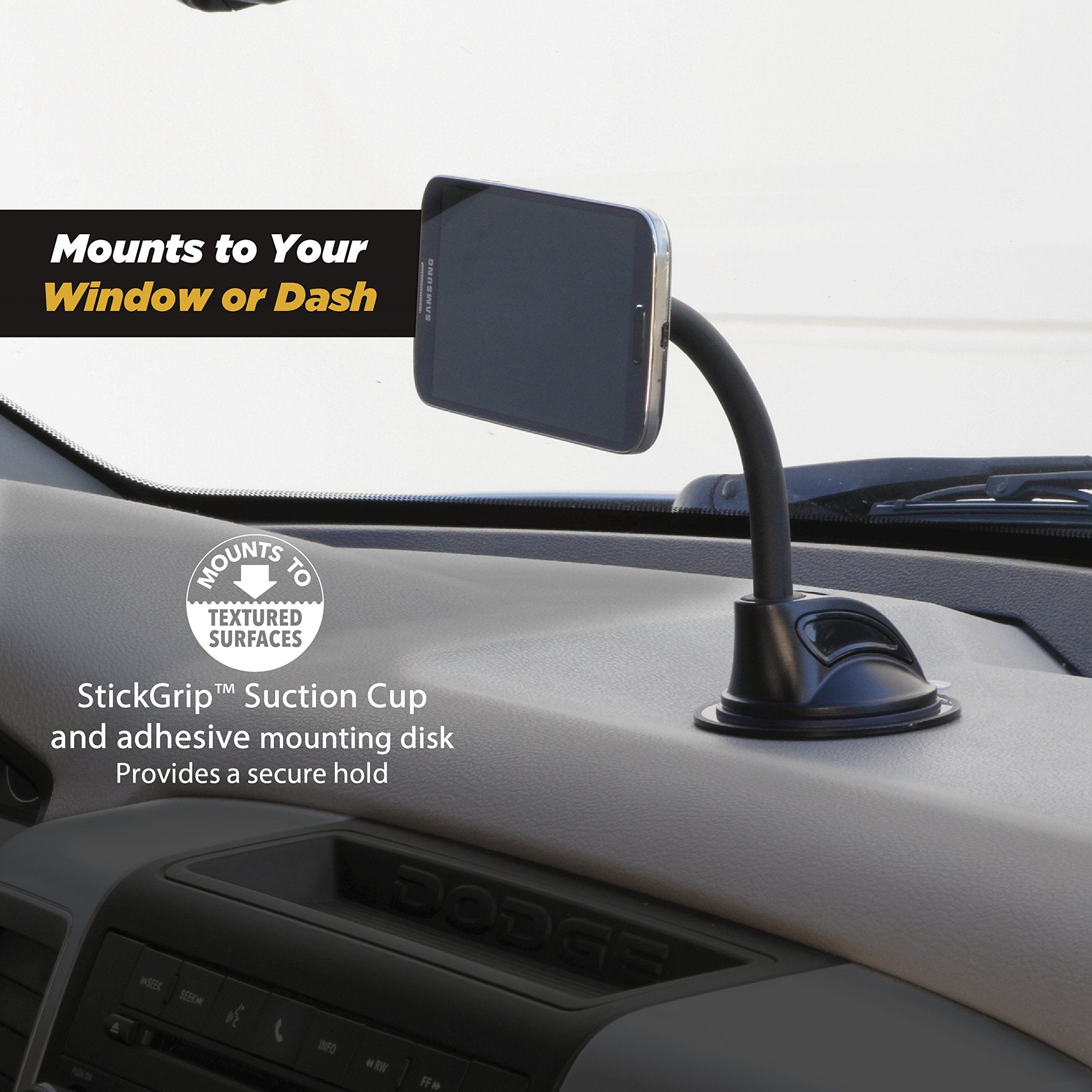 Scosche Magwdm Magicmount Flex Neck Suction Cup Car Phone Mount For Dashboard/Windshield, 360 Adjustable Magnetic Head, Universa