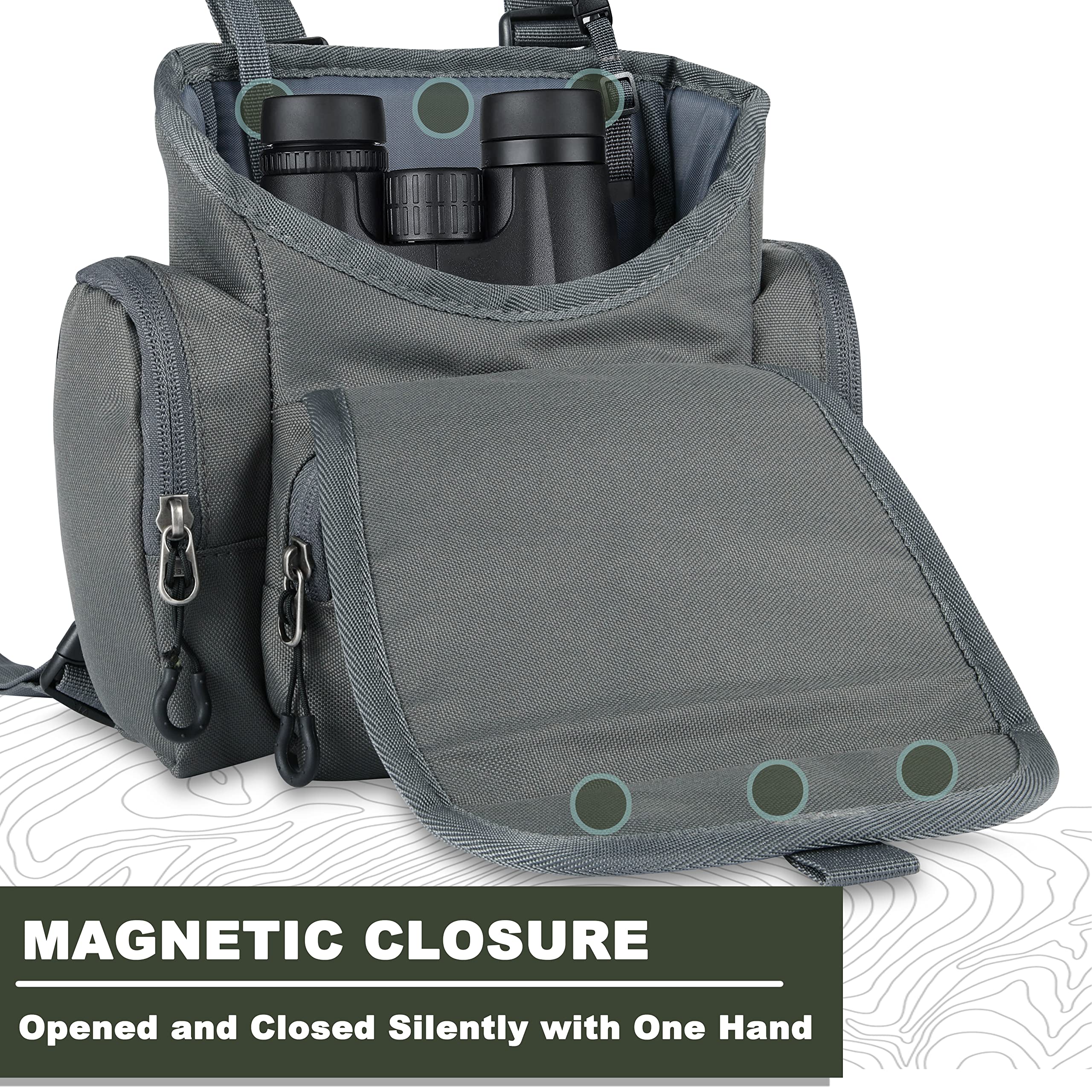 Lucky Clover Binocular Harness Chest Pack With Rangefinder Pouch: Hunting Chest Pack Front Pouch Bino Adjustable Vest Bags, Bino