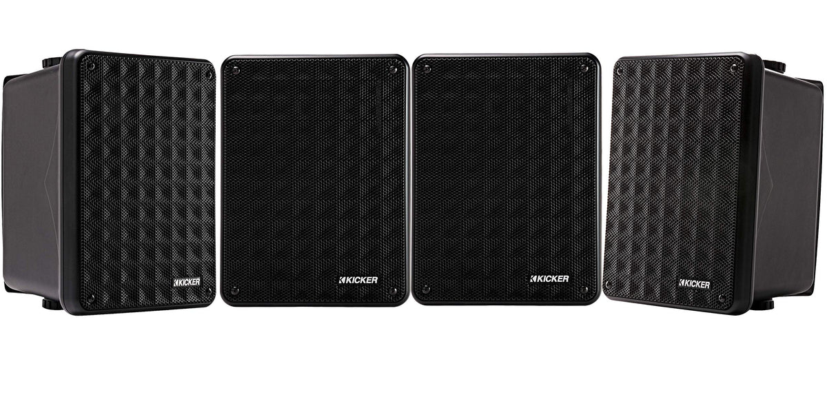 Kicker Kb6 2 Way Full Range Indoor Outdoor Speakers (Set For 4) Weatherproof Speakers For Patio Sunroom Garage Poolside In Home