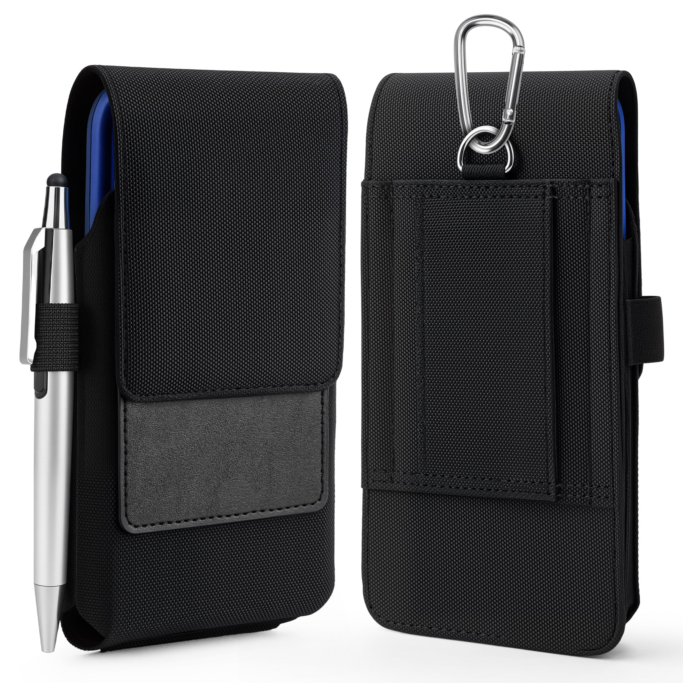 BECPLT for Galaxy S24+ S23+ S22+ 5G S21+ Note 20 Ultra 5G Nylon Cell Phone Pouch Holster Case with Belt Clip Cover for iPhone 16