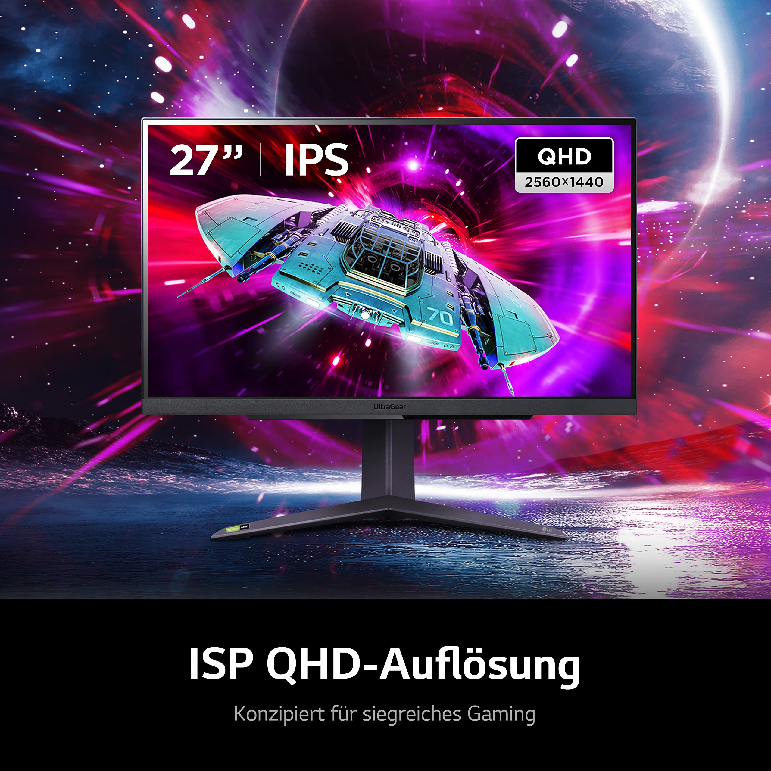 Lg Electronics 27Gr75Q-B Ultragear Gaming Monitor 68.5 Cm (27), 2560 X 1.440, 16:9, Wqhd 1440P, 99% Srgb, Hdr10, 165 Hz, 1Ms Gtg