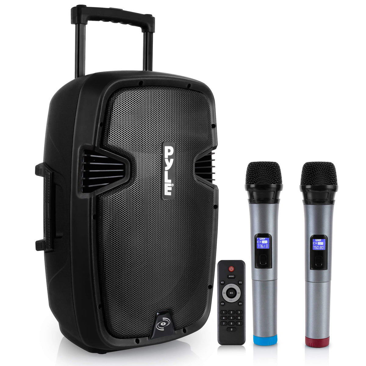 Pyle Karaoke Portable Pa Speaker System   1600W Active Powered Bluetooth Compatible Speaker, Rechargeable Battery, Easy Carry Wh