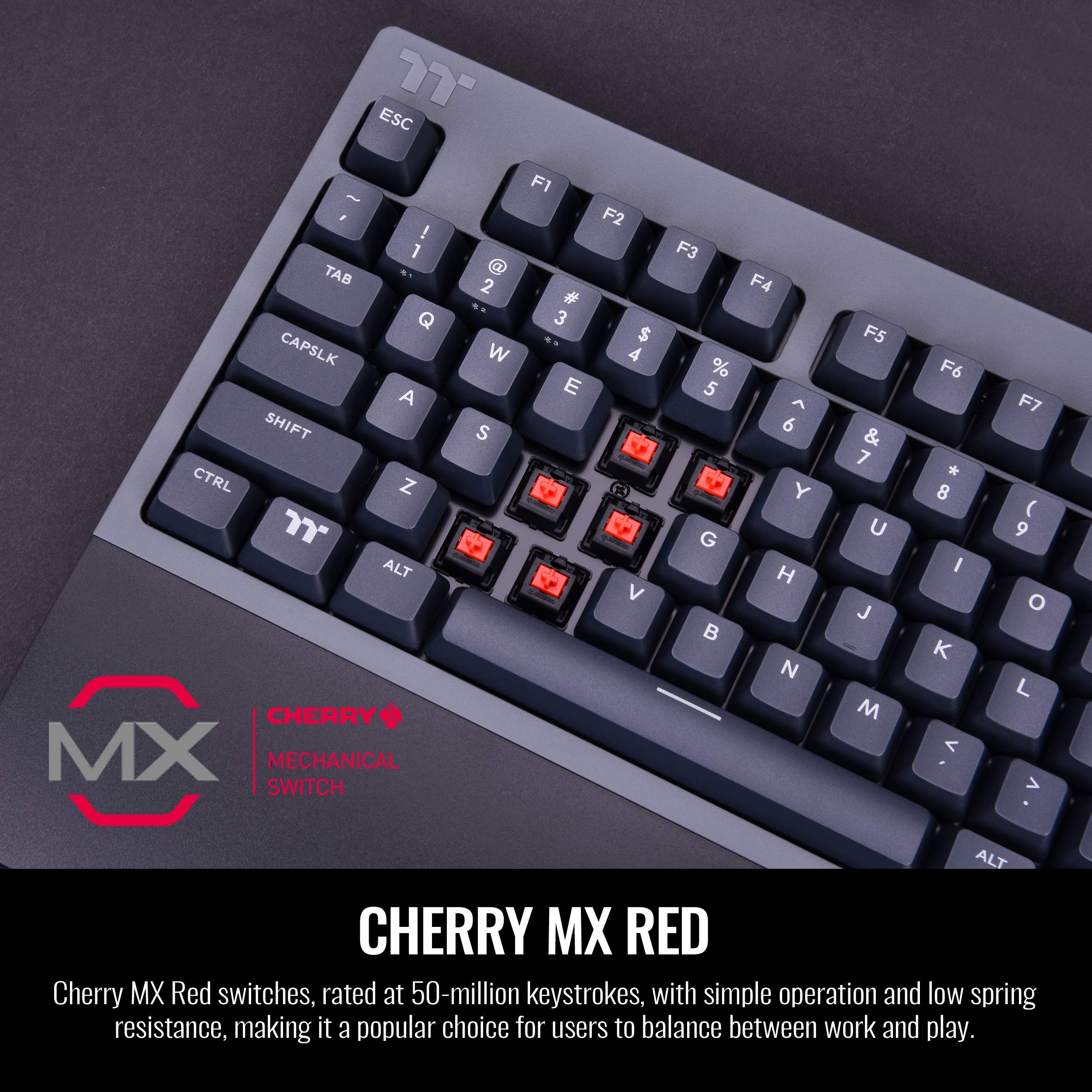 Thermaltake W1 Wireless Gaming Keyboard Cherry Mx Red, 2.4Gh Per Minute, Bluetooth 4.2, Low Energy Technology, Usb Type-C Connec