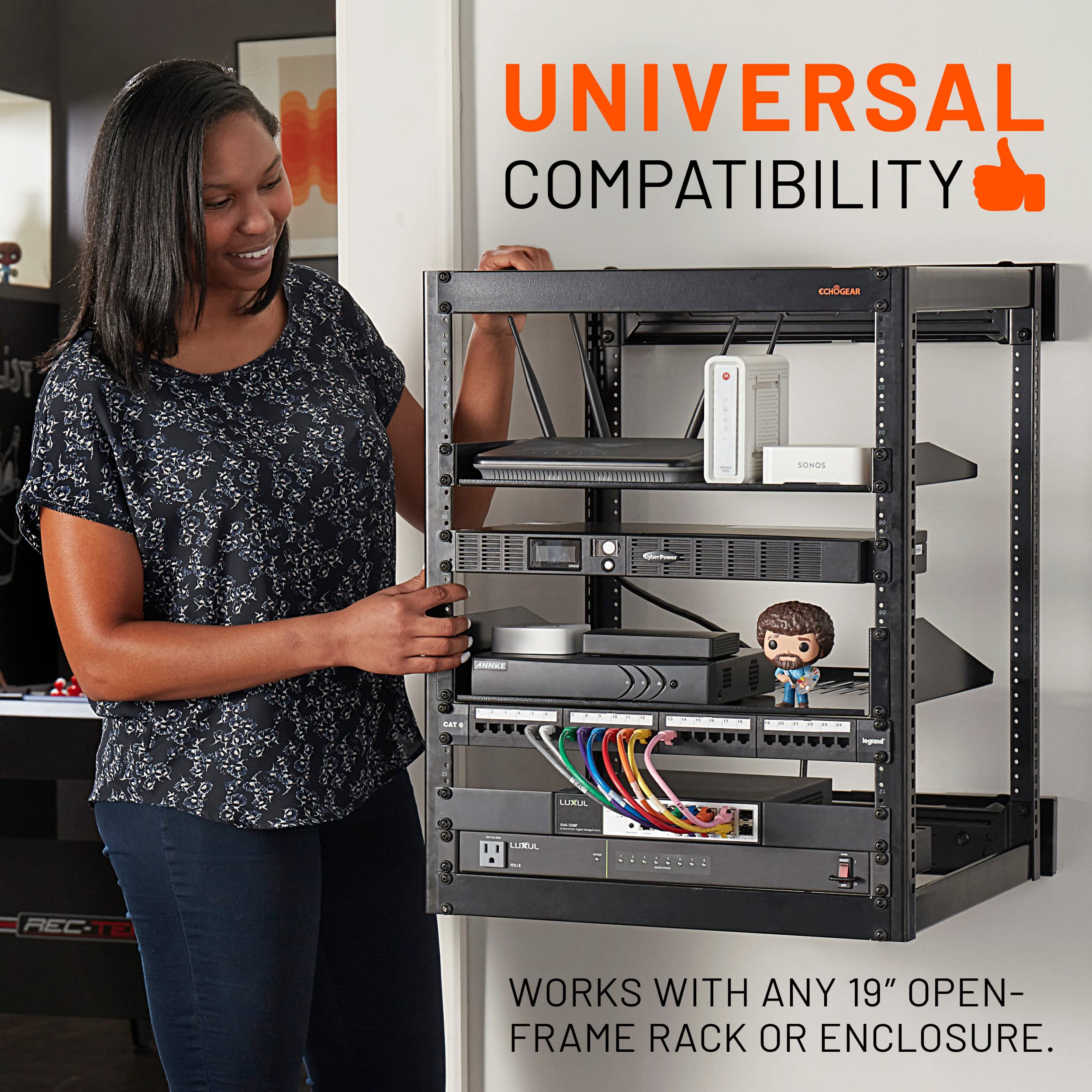 Echogear 1U Rack Shelf - Universal Design Works With Any Rack - Holds 25Lbs Of Servers, Network Gear, Or Av Equipment - 12 Deep