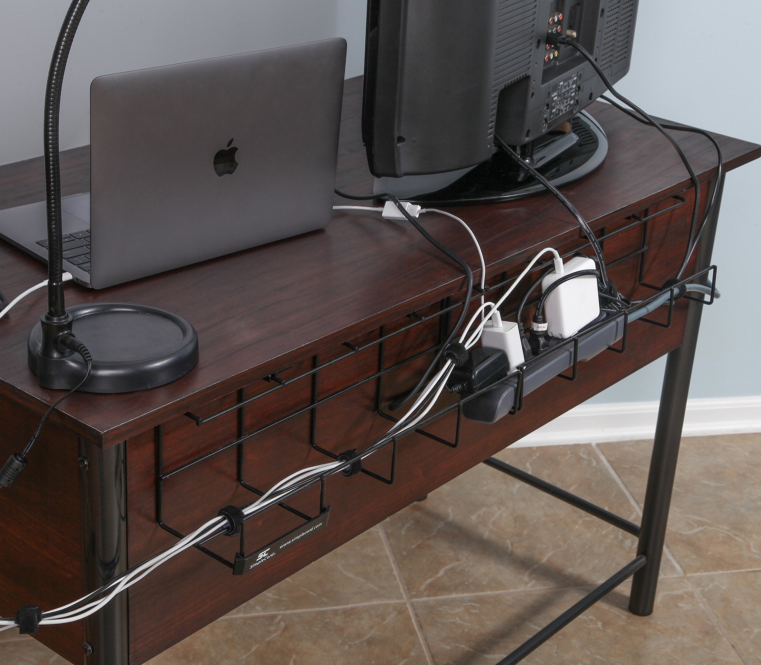 Simple Cord Wire Tray Desk Cable Organizer - 32 Open Slot Raceway To Hold Cables, Cords, Or Wires On Desks - Office Cable Manage