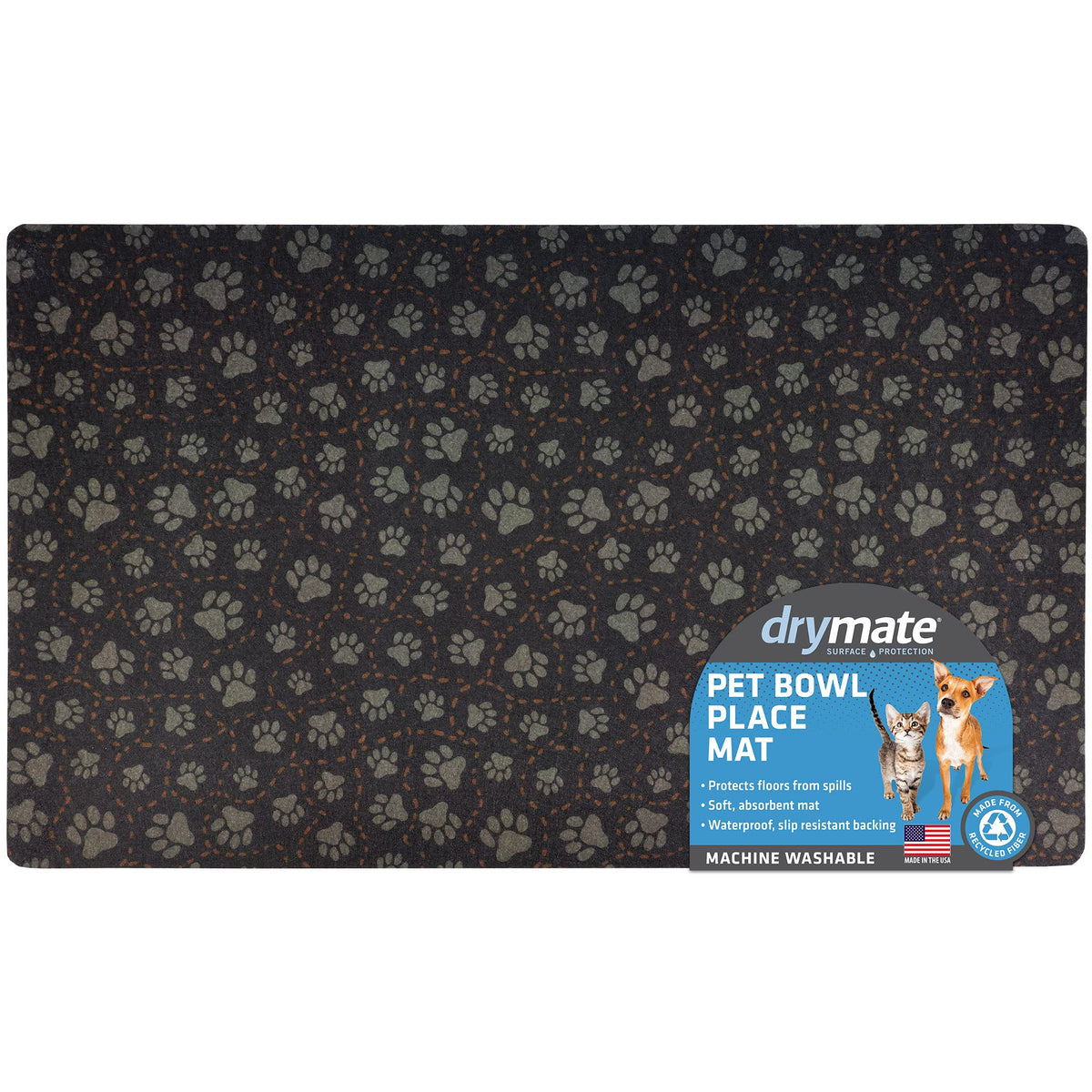 Drymate Pet Bowl Placemat, Dog  Cat Food Feeding Mat   Absorbent Fabric, Waterproof Backing, Slip Resistant   Machine Washabledu
